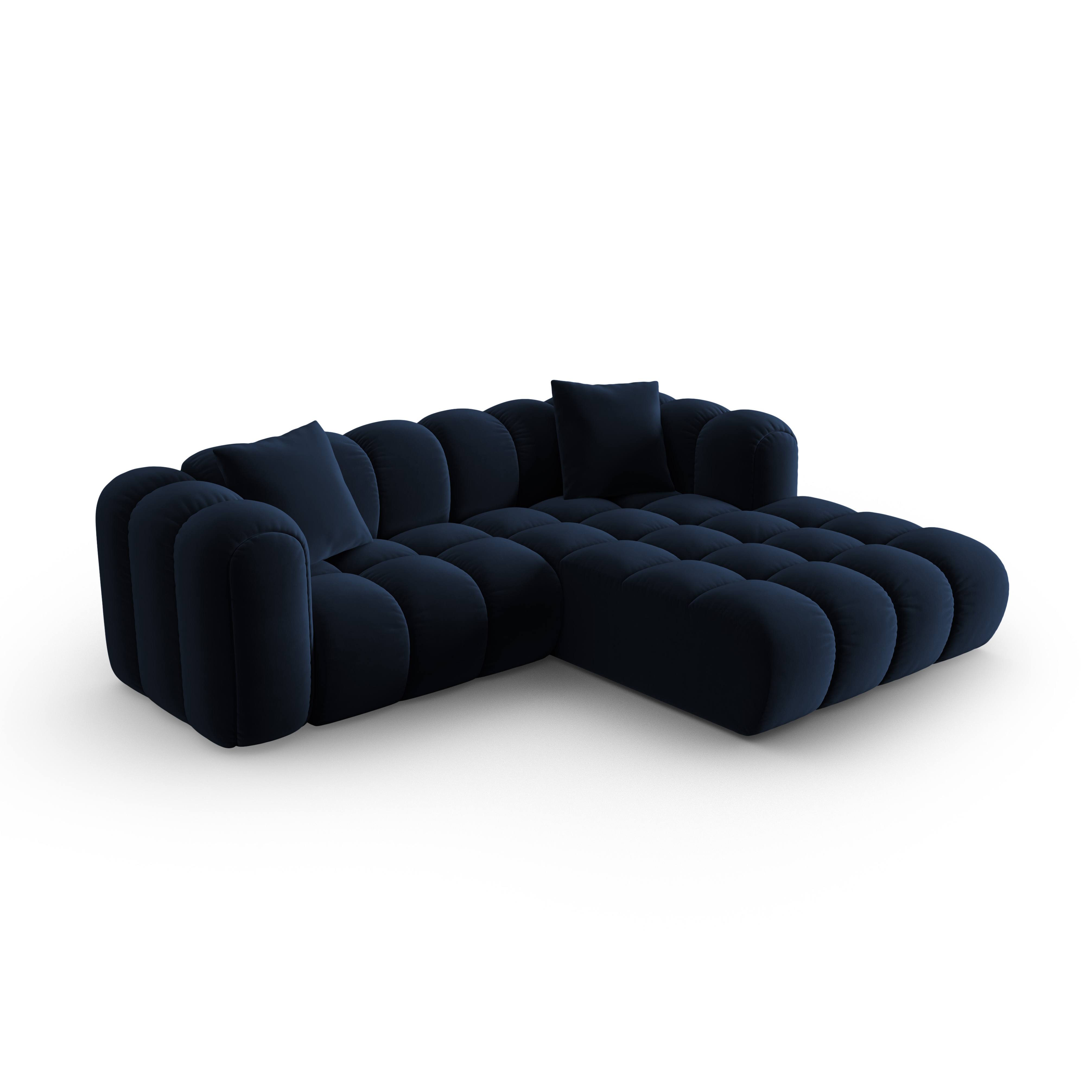 Fluwelen hoekbank voor 3 personen, rechts ASTRO, koninklijk blauw