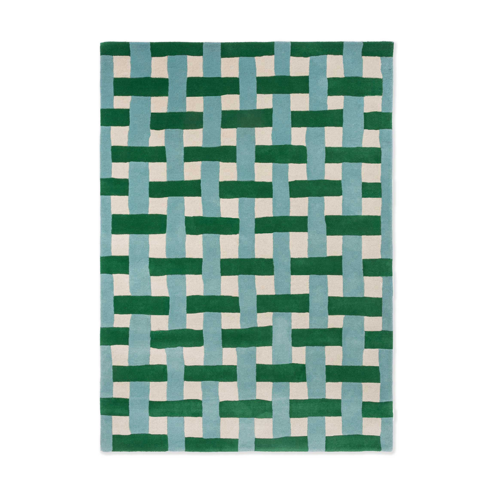 Basketweave rug Emerald Aquamarine green-blue
