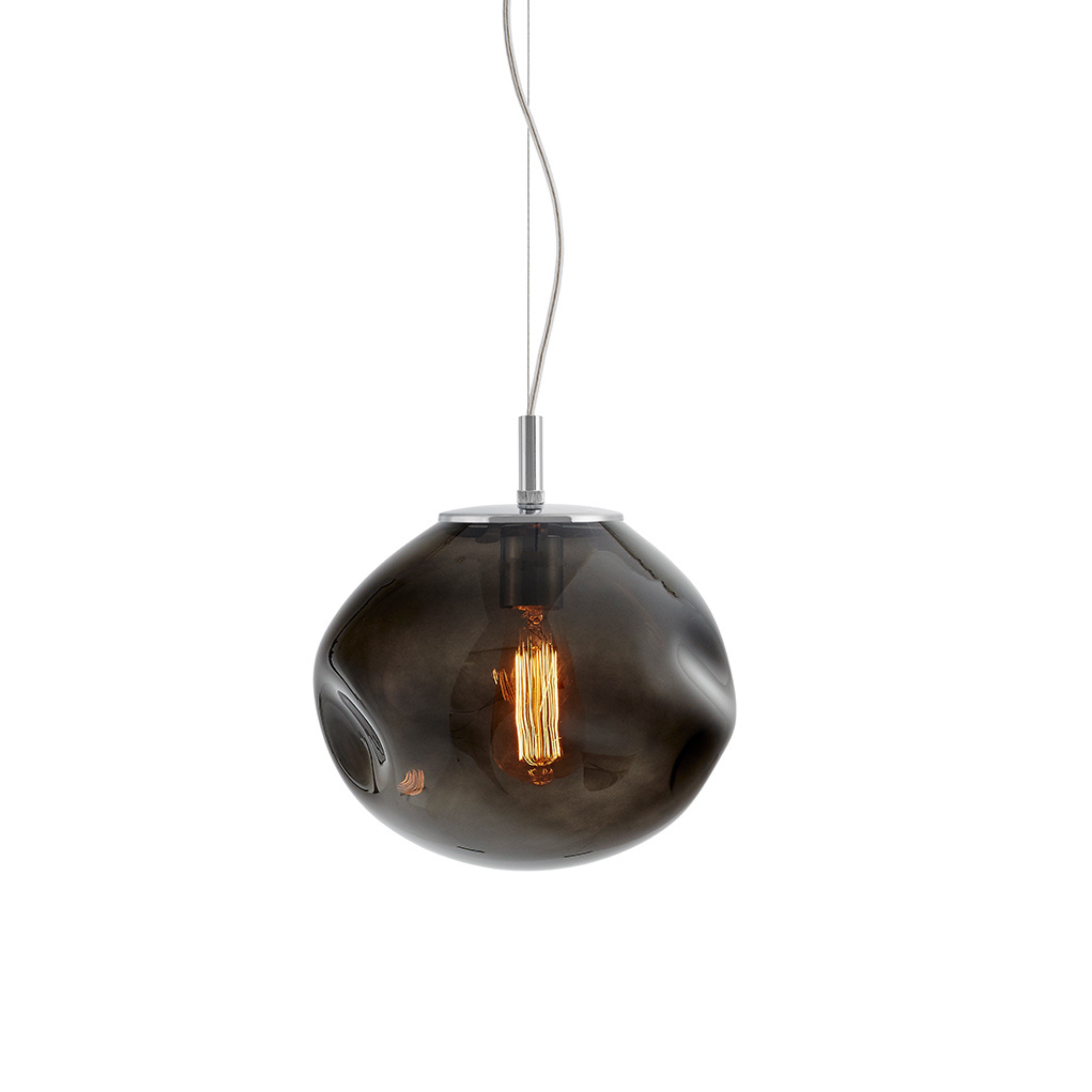 Pendelleuchte AVIA rauchschwarz mit silberner Veredelung