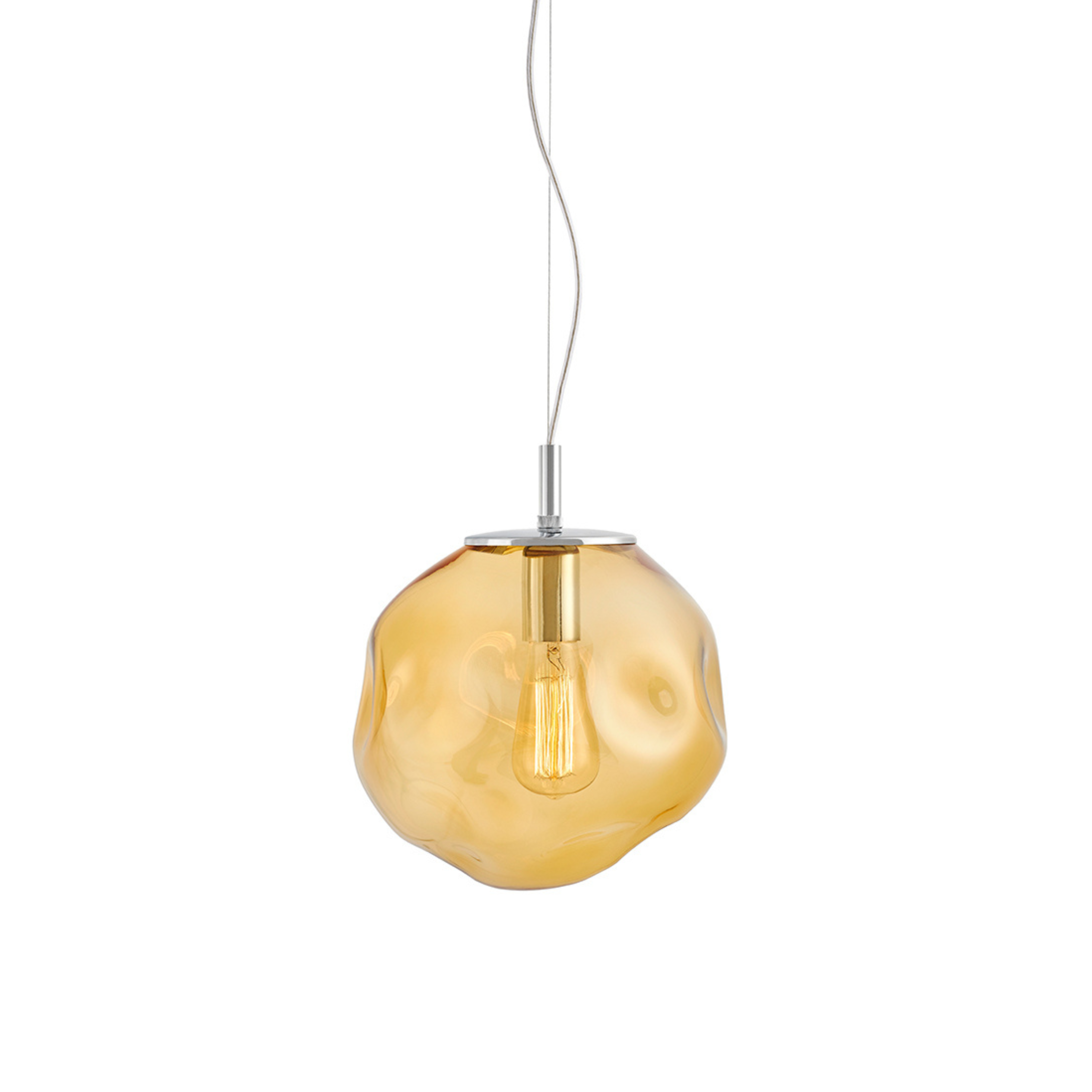 AVIA Amber Pendant Lamp with Silver Finish