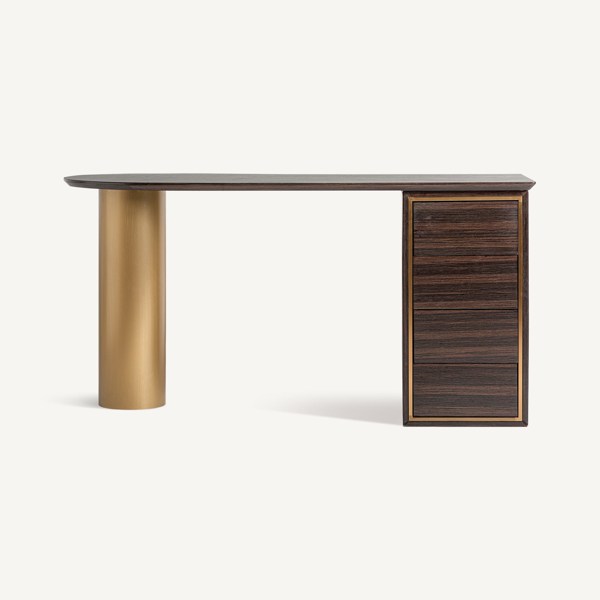 Bureau CHEB van vurenhout met gouden basis