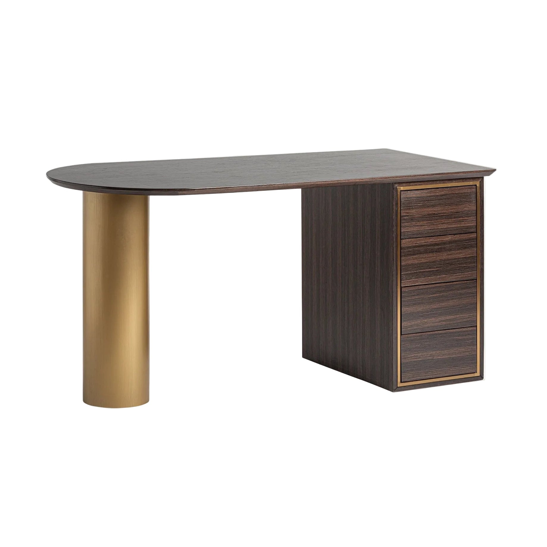 Bureau CHEB van vurenhout met gouden basis