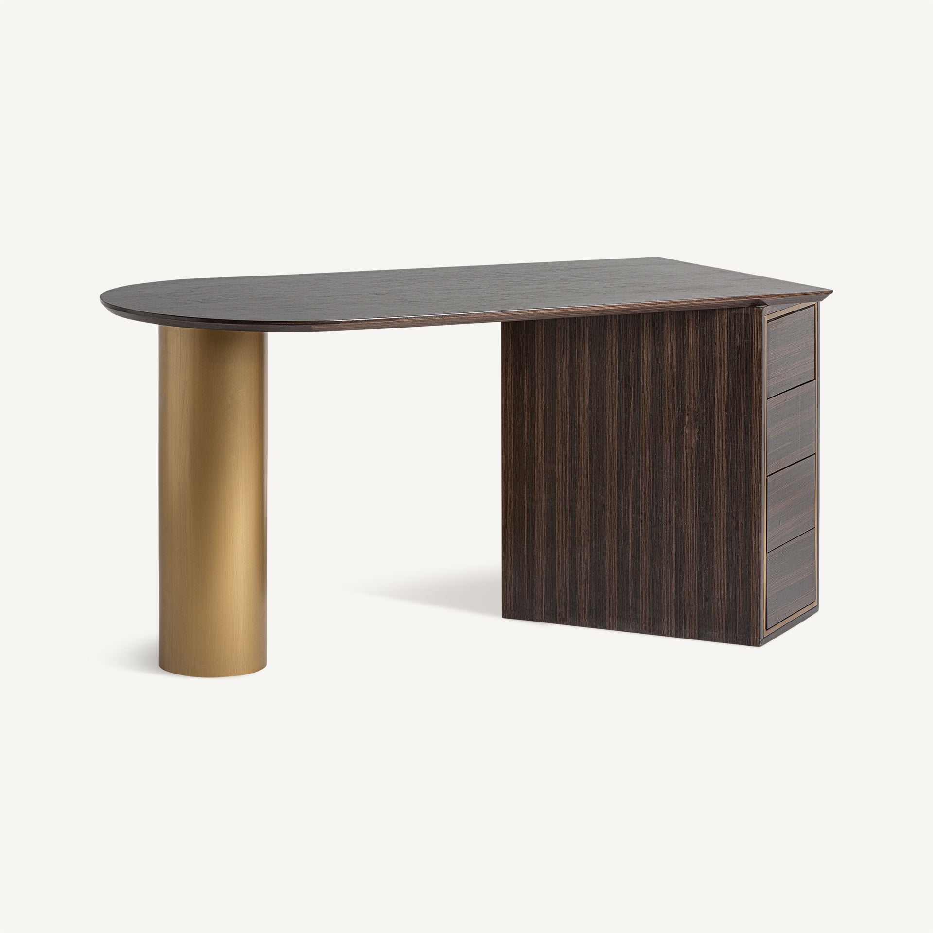 Bureau CHEB van vurenhout met gouden basis