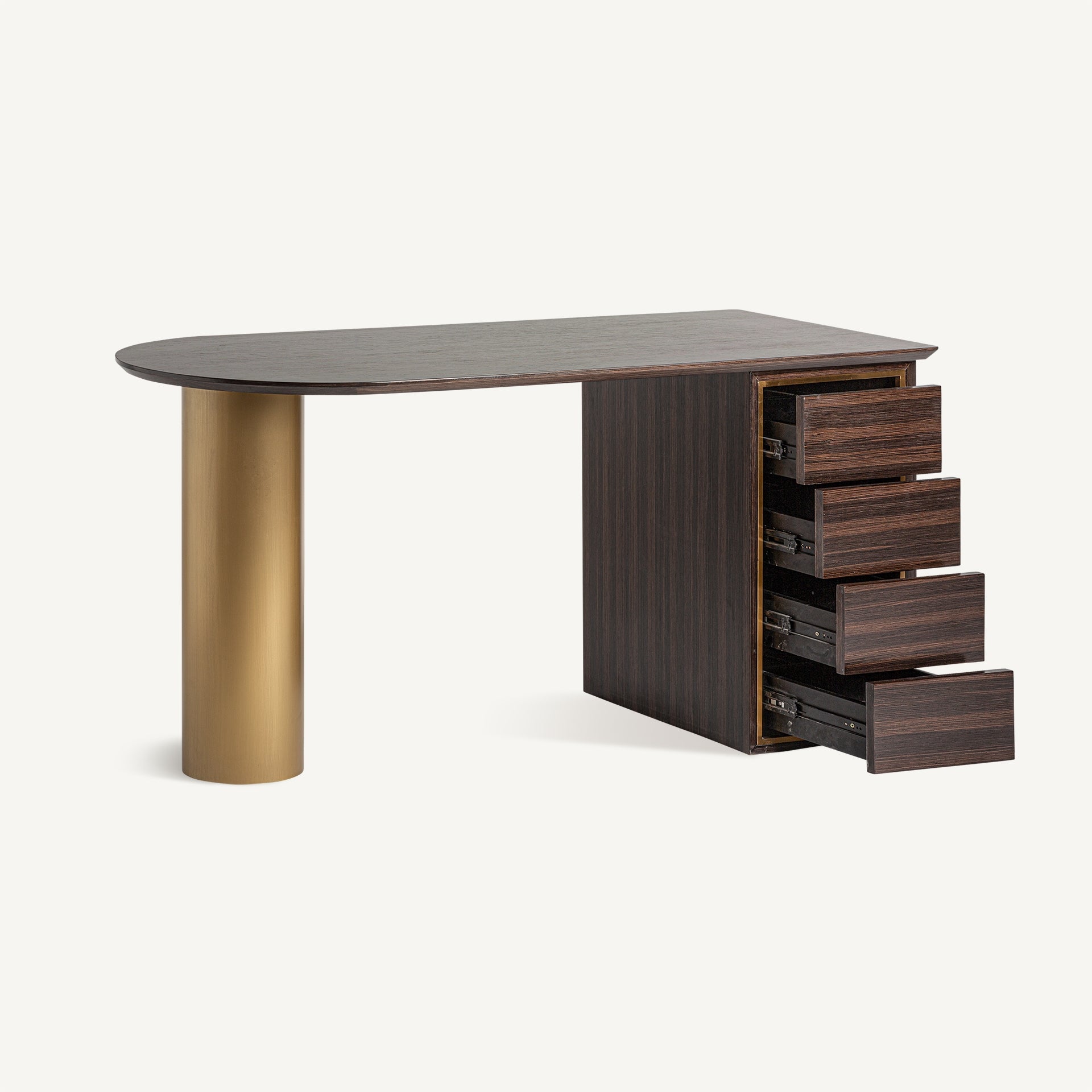 Bureau CHEB van vurenhout met gouden basis