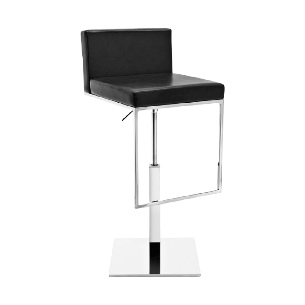 Bar stool EVEN PLUS with black seat and chrome base