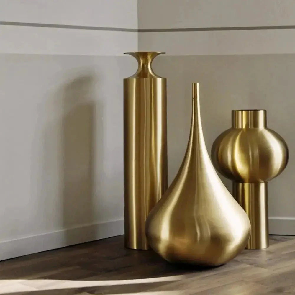 Beat brass vase