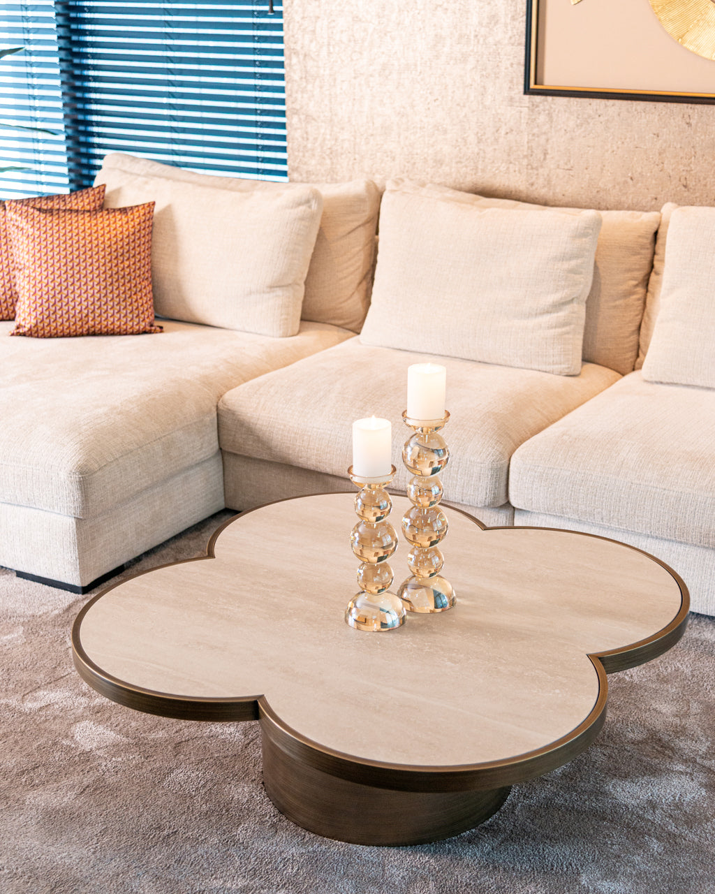 Glazen kaarsenhouder EMIE bruin