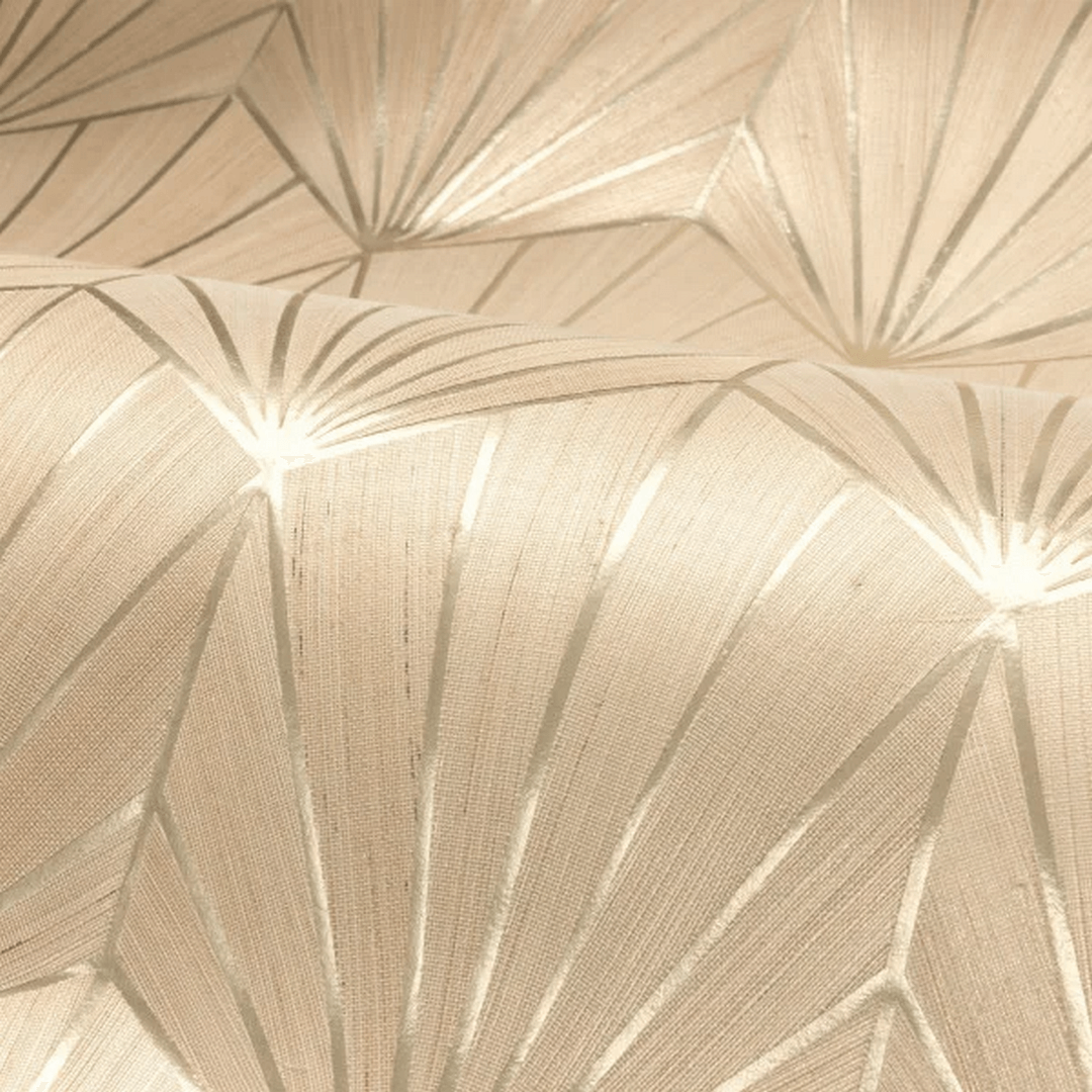 Metallic Natural Wallpaper Art Deco MAJESTÉ - BEIGE SABLE OR Beige