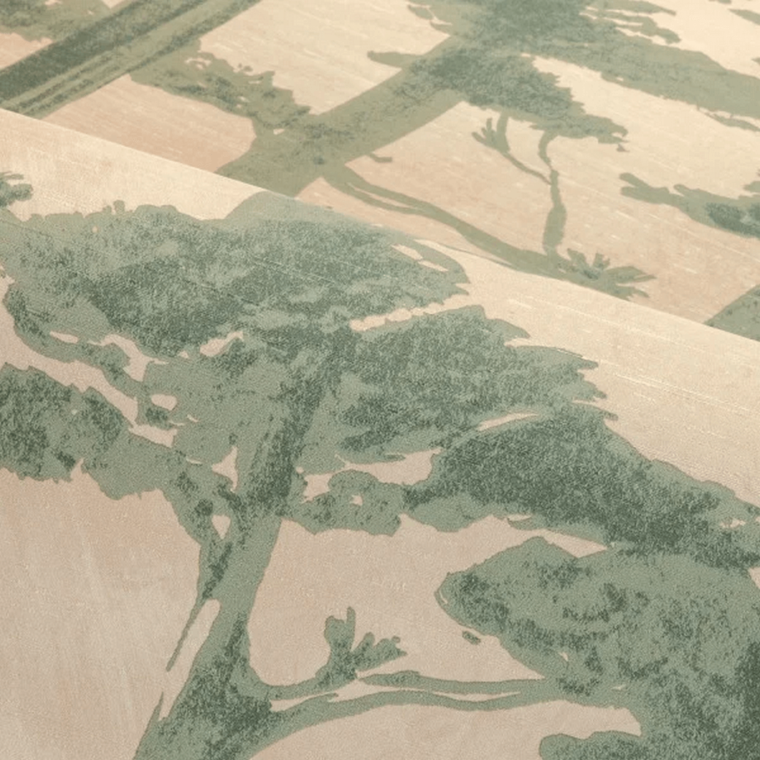 Strukturierte Tapete mit orientalischem Pflanzenmotiv AME - SABLE/EUCALYPTUS beige mit grünem