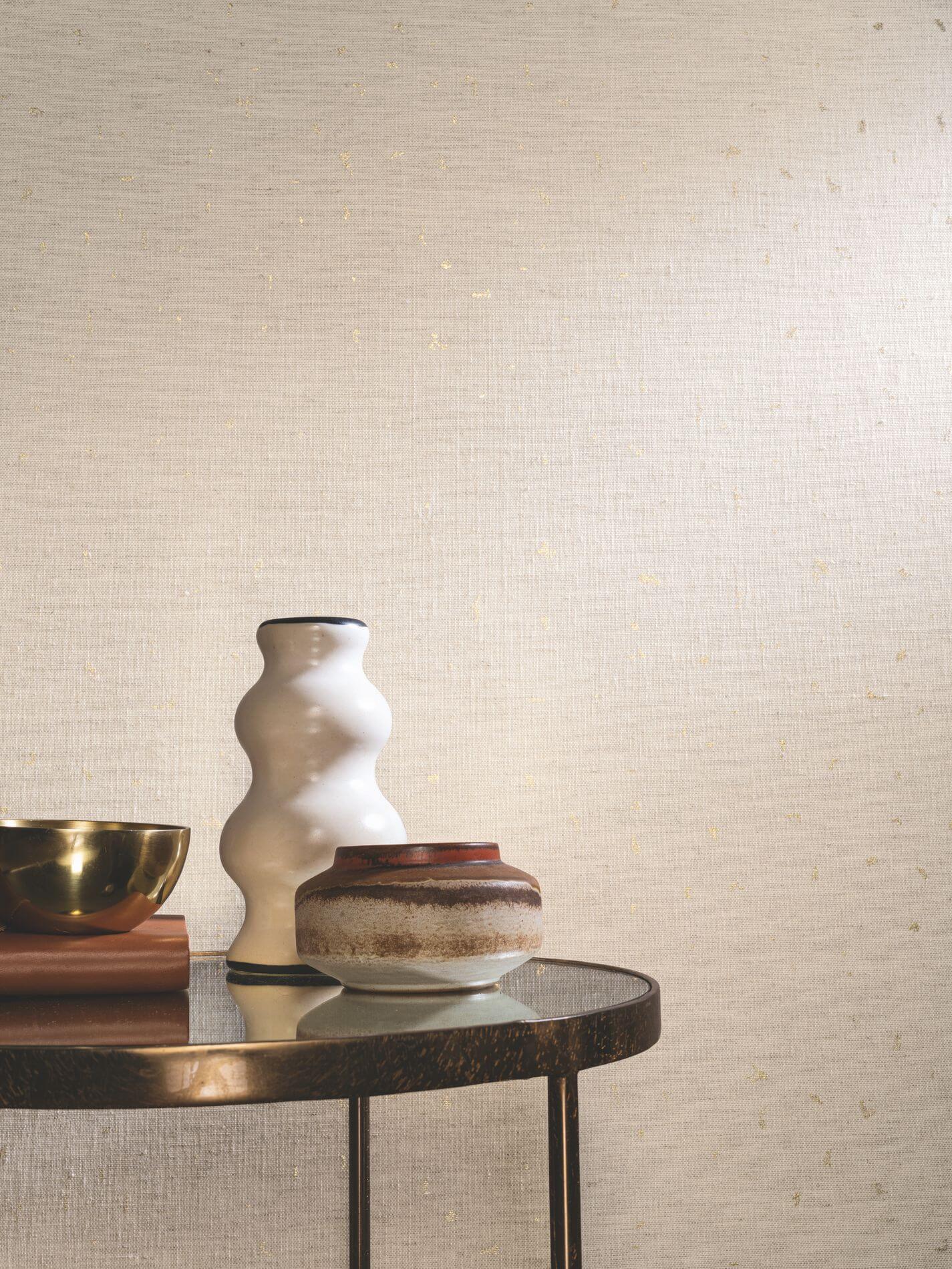 Textilstruktur-Tapete metallisch PEPITE - SABLE dunkelbeige