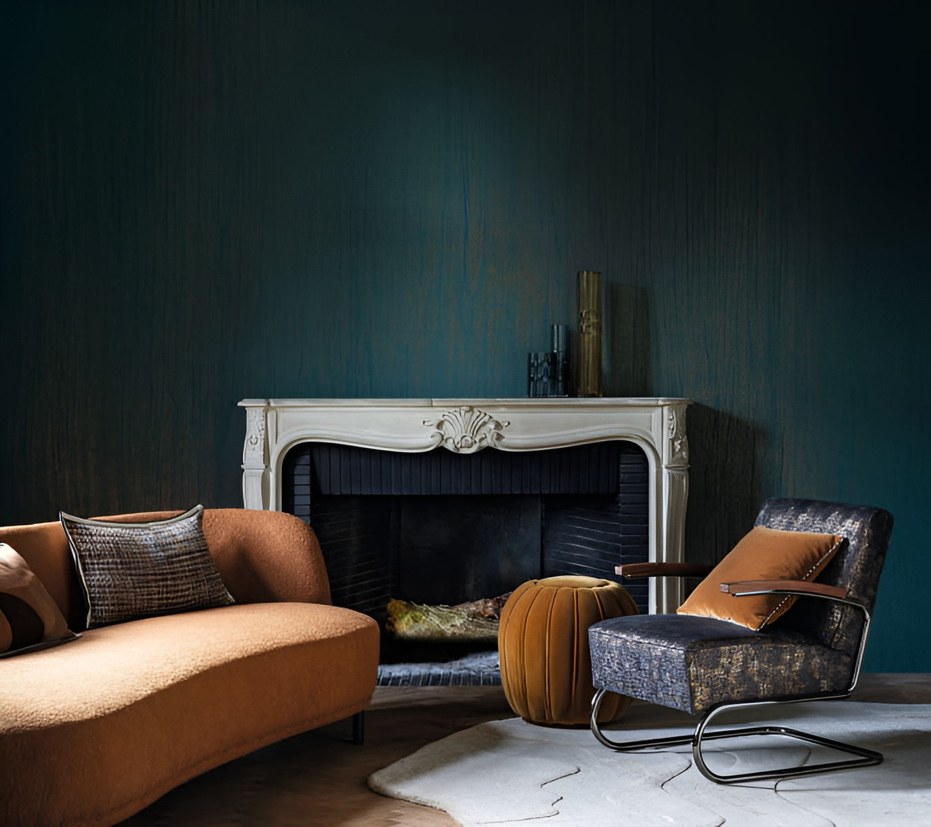 Textile wallpaper with a structural canvas imitation ATALANTA - OR CLAIR beige