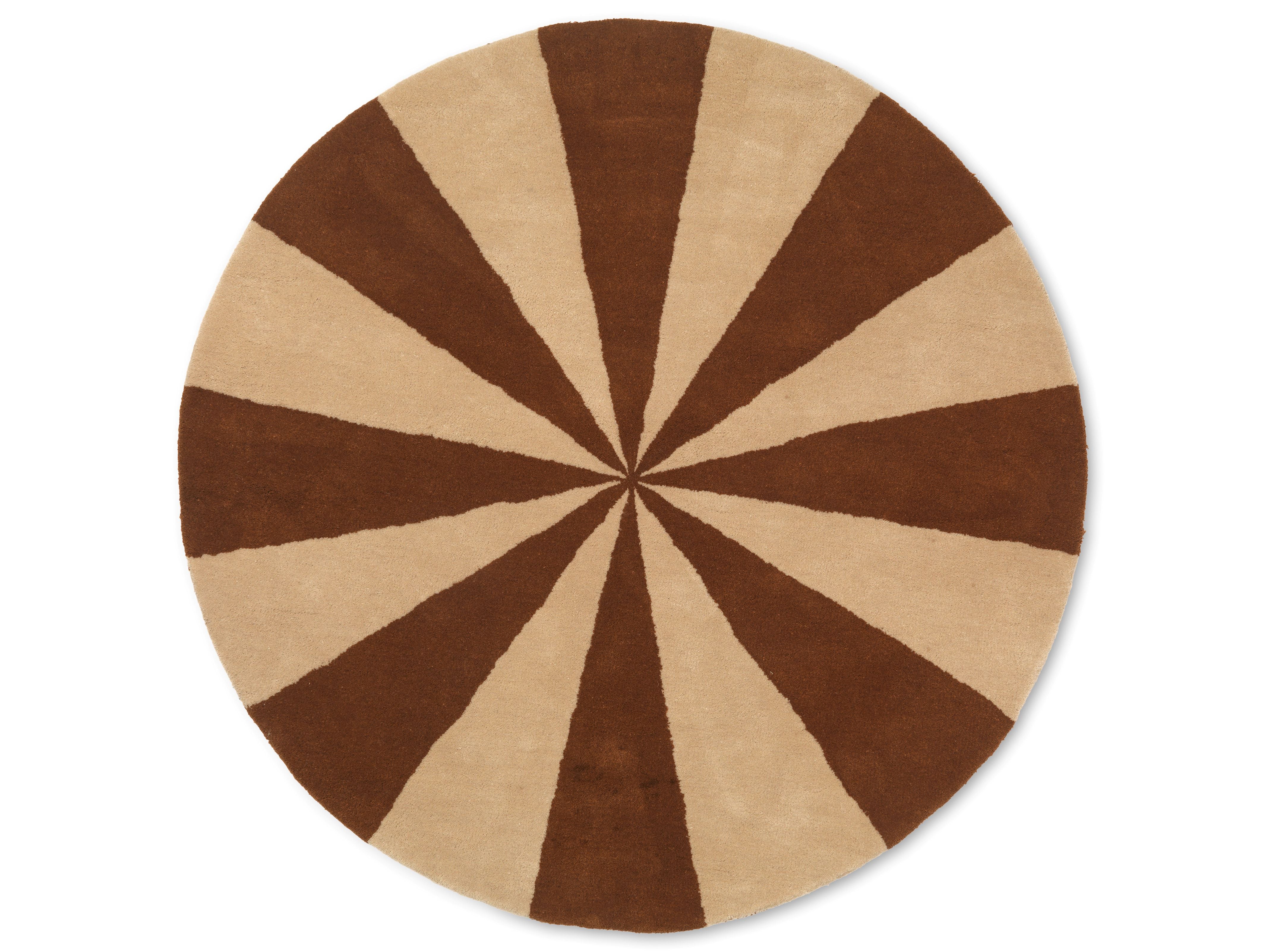 ARCH round rug in brick with dark beige