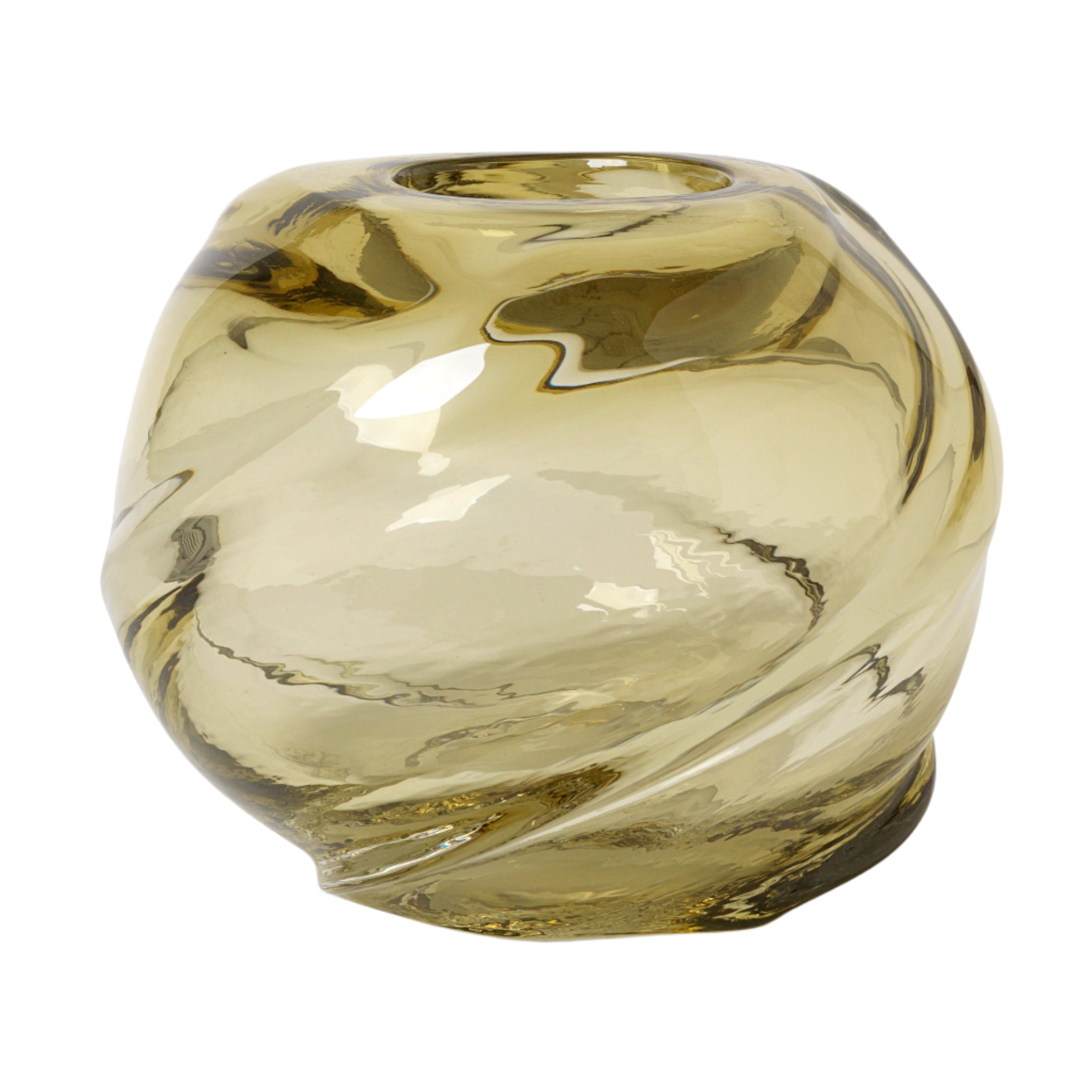 WATER ROUND SWIRL Vase hellgelb