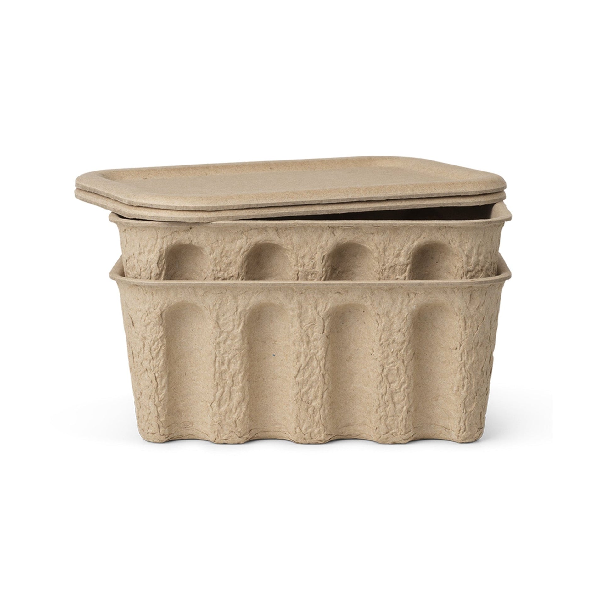 Beige PAPER PULP BOX Storage Box Set