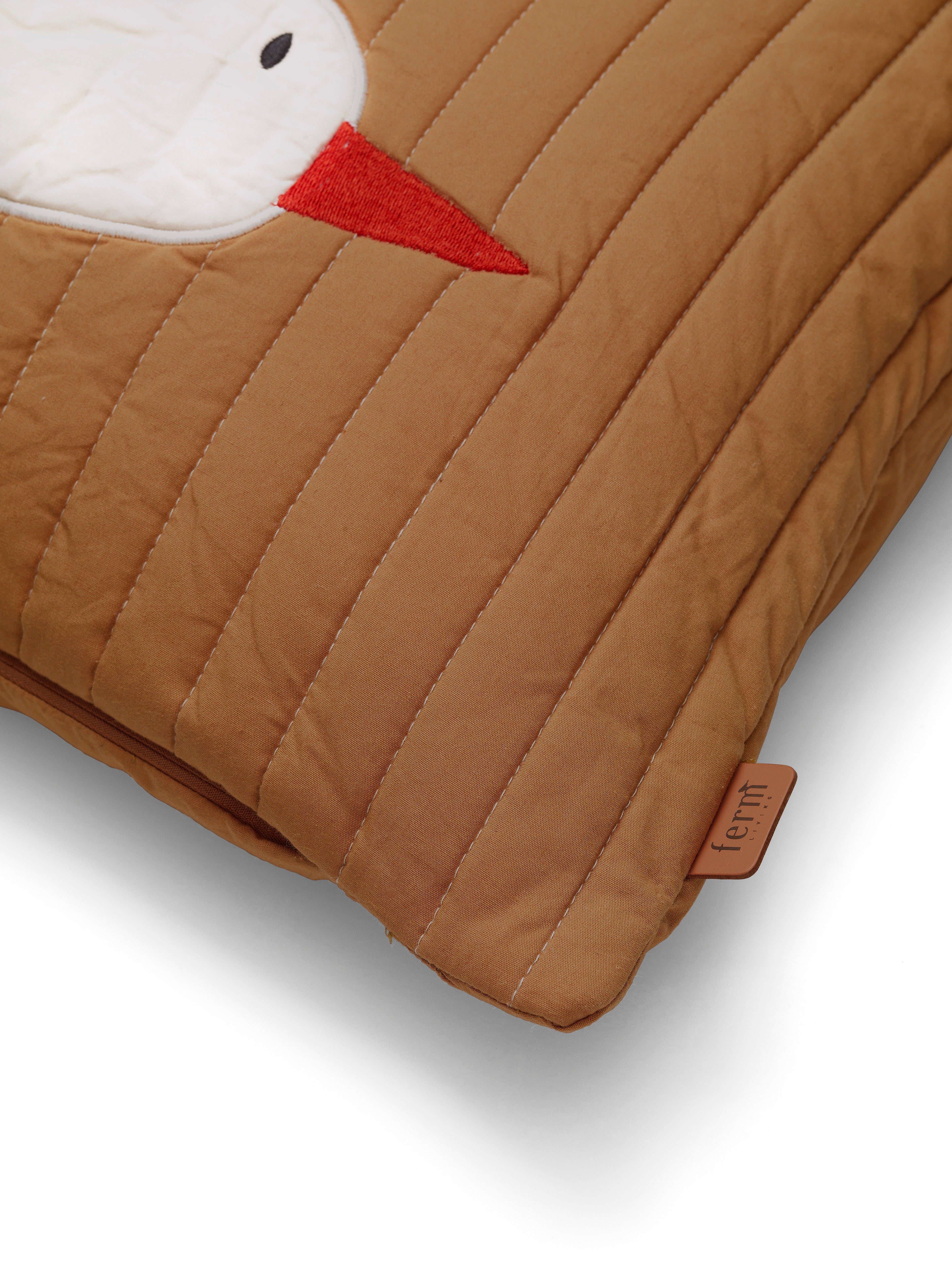 BIRD QUILTED tufted pillow light brown with white
