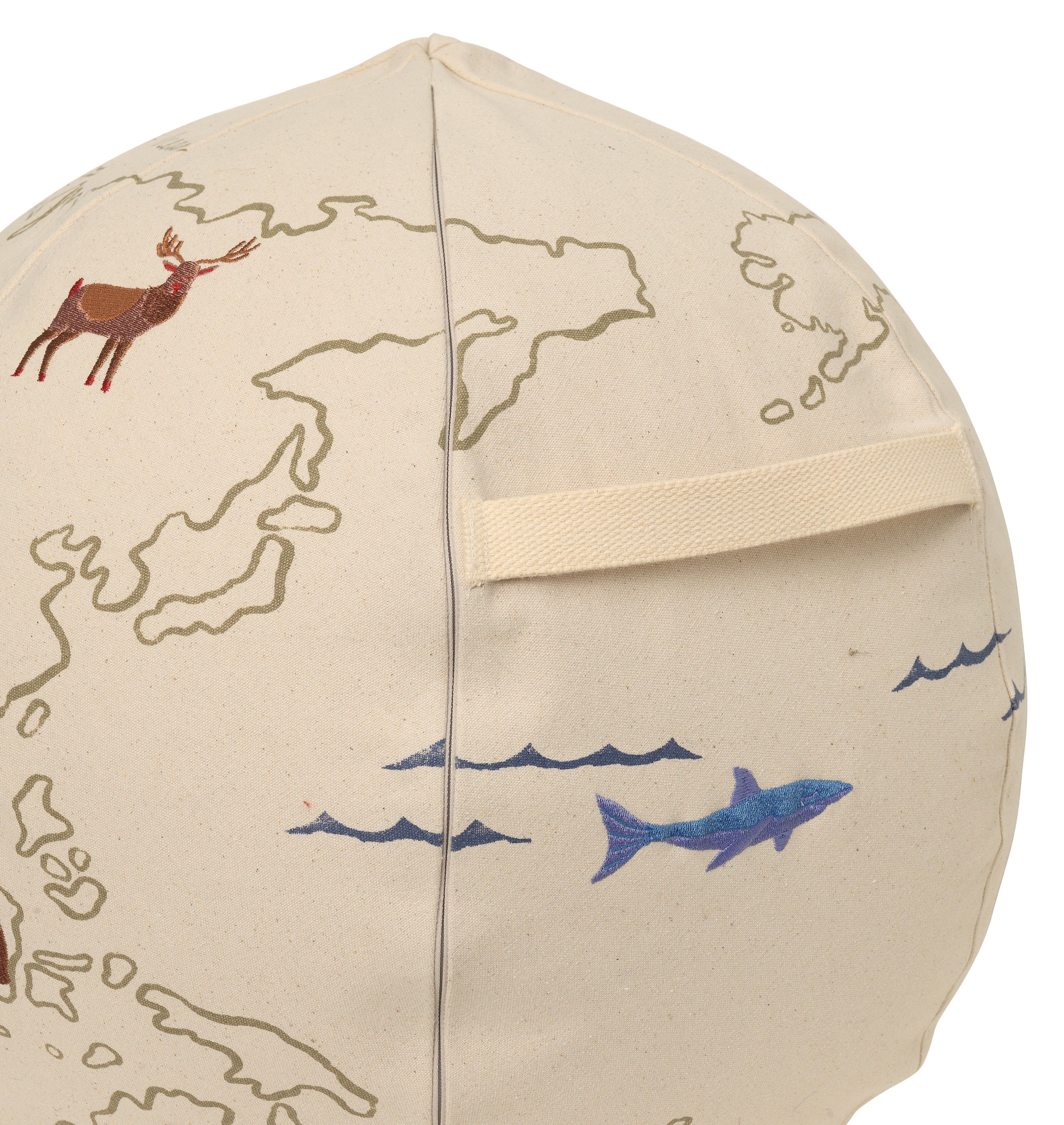 Puf DE WERELD gebroken wit