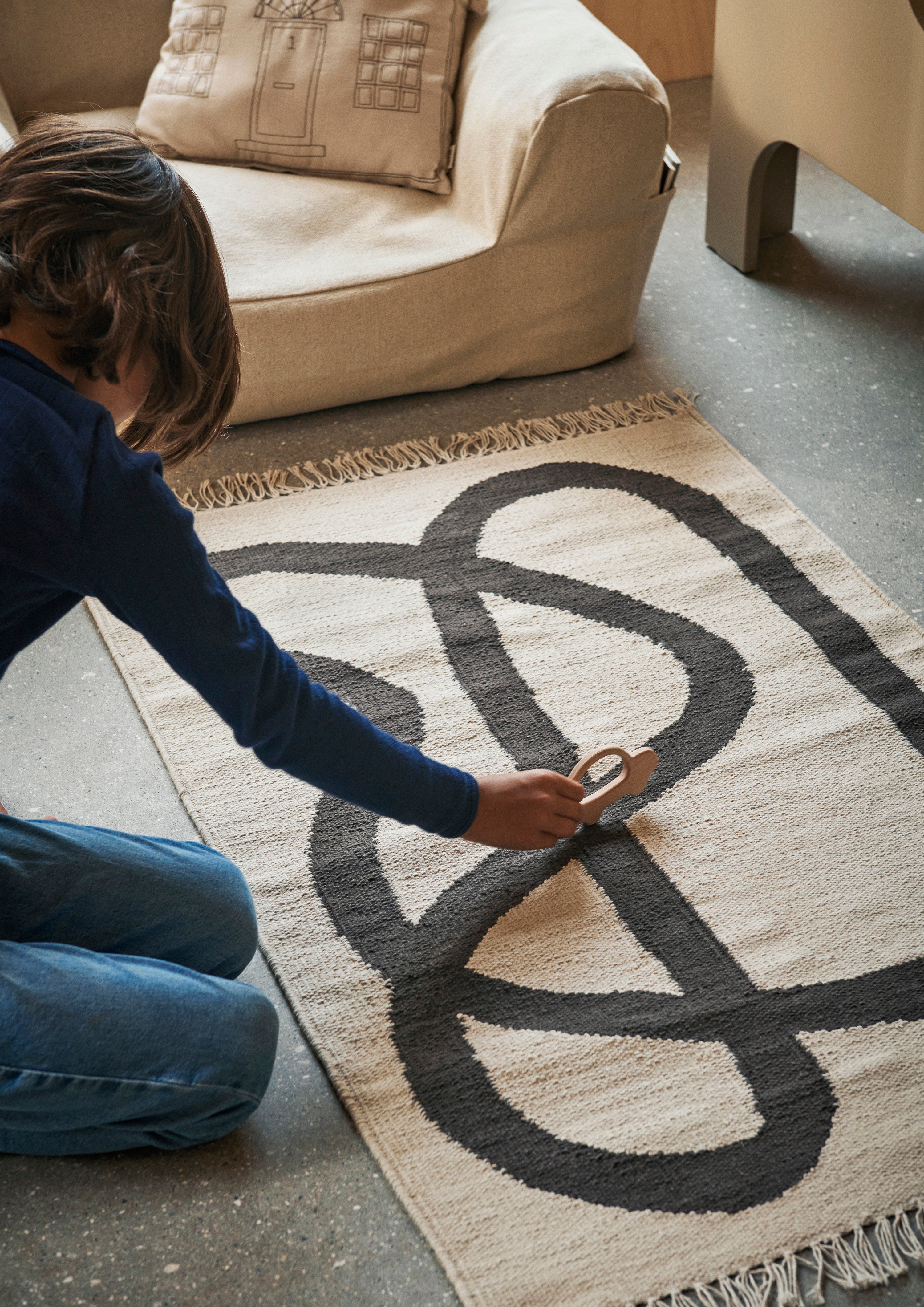 Kinderkleed LANE beige met chocoladebruin