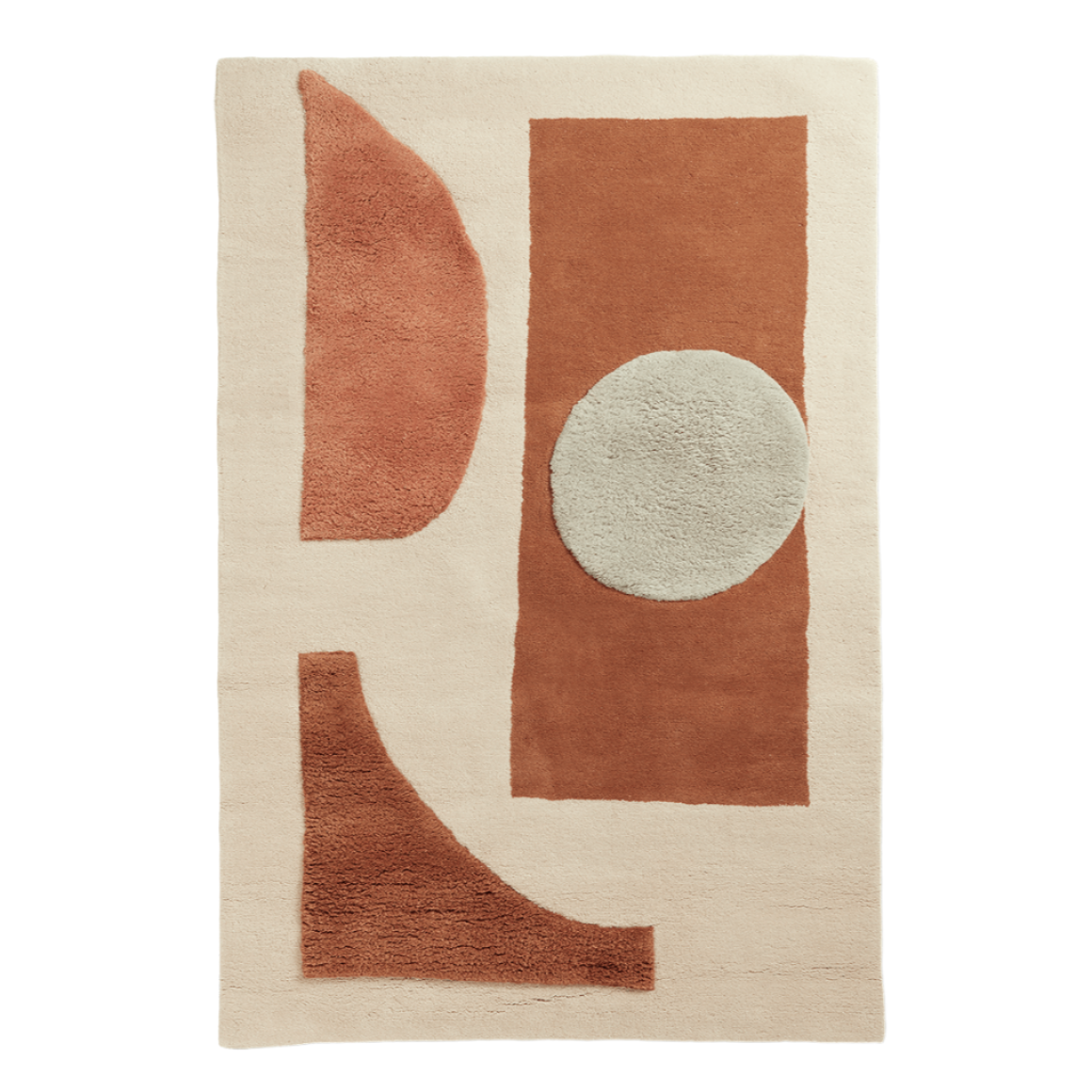 BLOCO brick-colored rug with beige