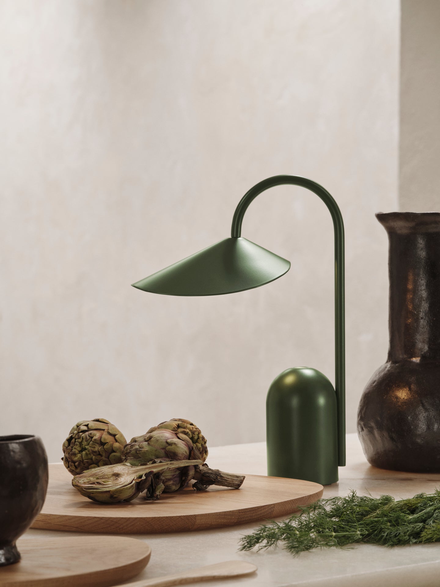 Draagbare lamp ARUM olijfgroen