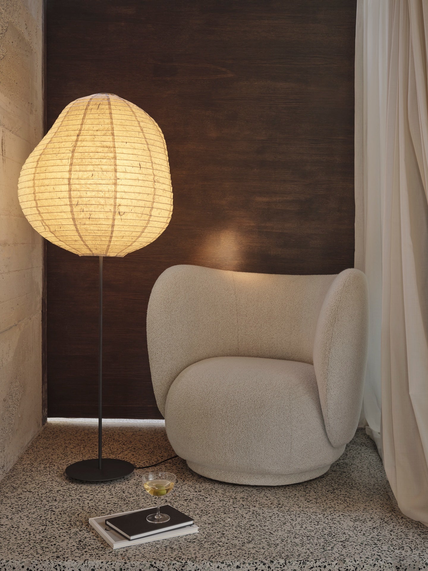 Fauteuil RICO LOUNGE Boucle gebroken wit