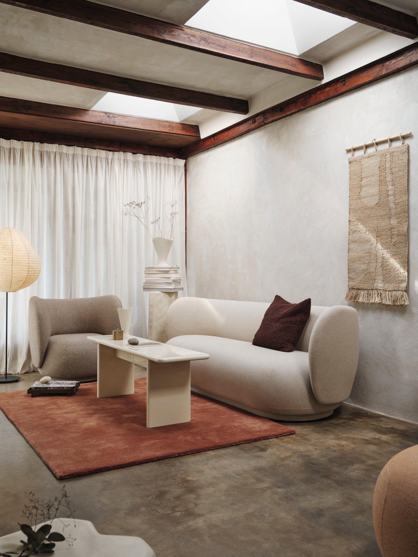 Bank 3-zits RICO Vervaagd Fluweel beige