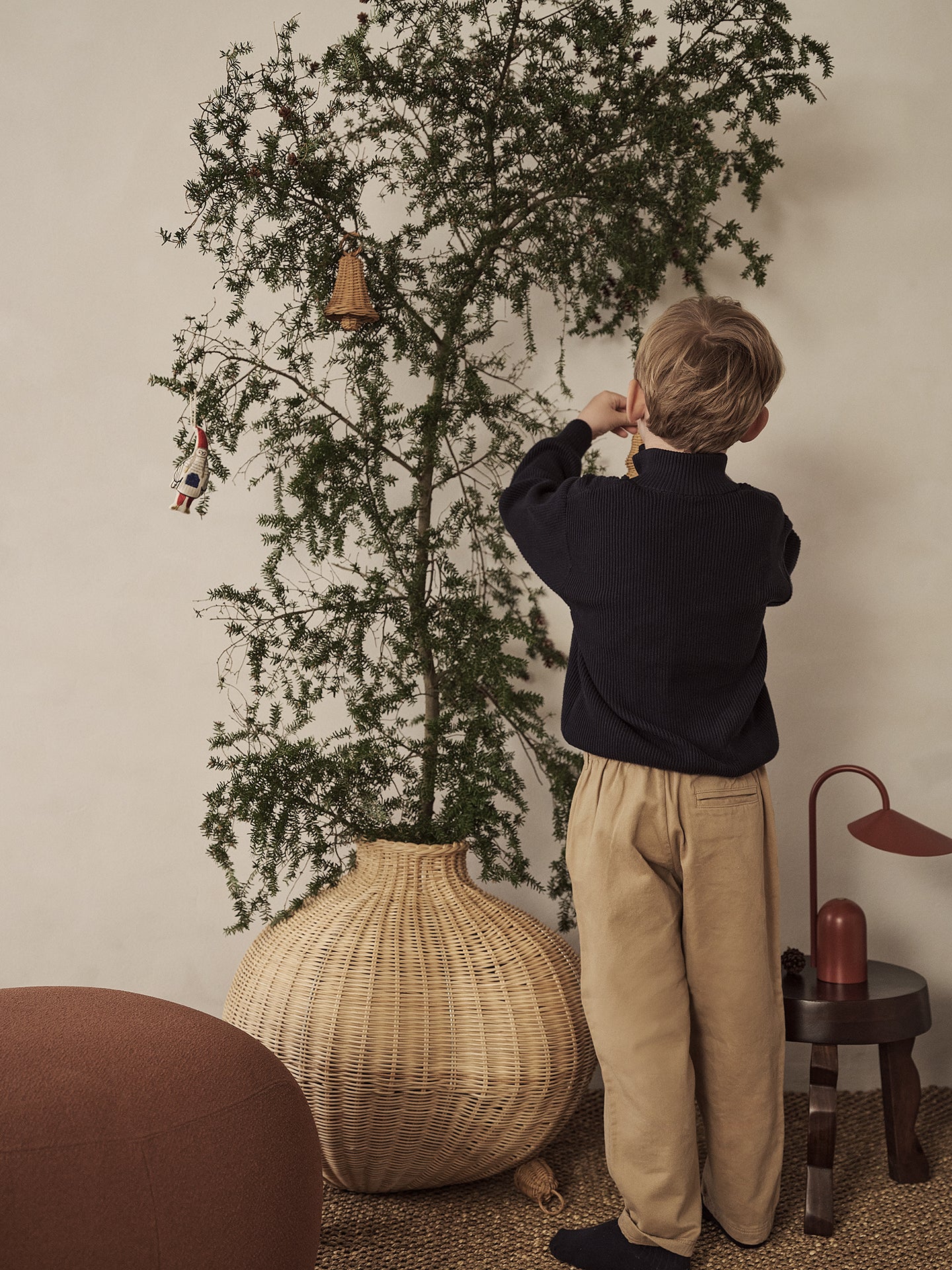 BELL set van rieten kerstballen