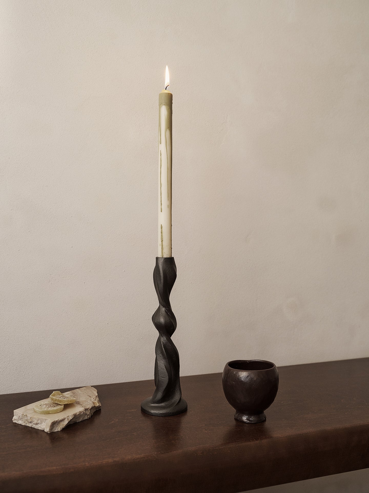 DRYP beige candle set with green