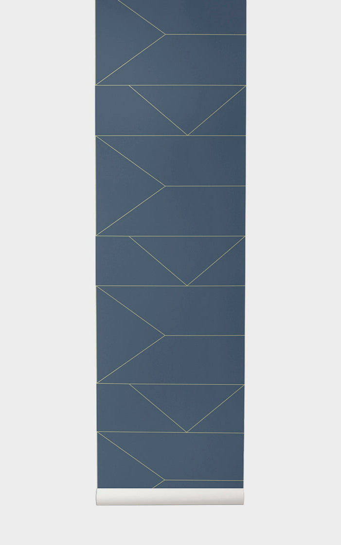 LINES dark blue wallpaper with gold
