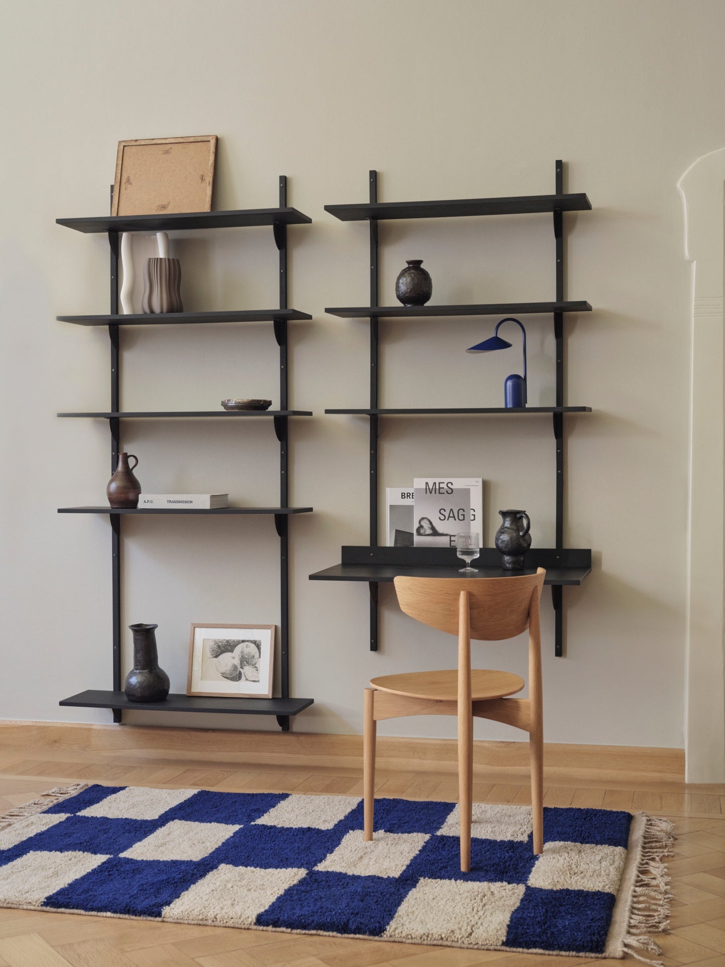 SECTOR TRIPLE WIDE shelf black ash veneer