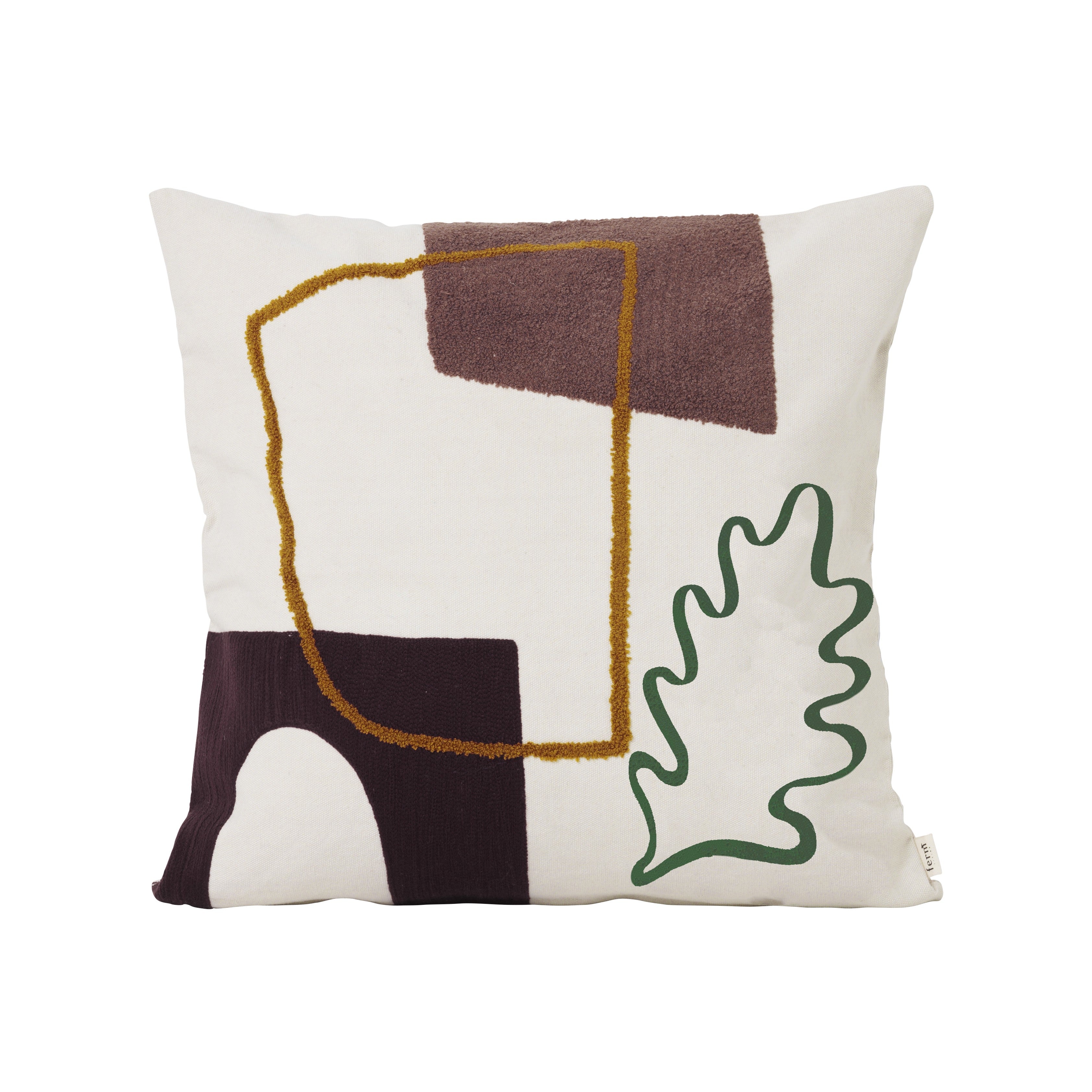 Kussen MIRAGE crème met bruin en groen