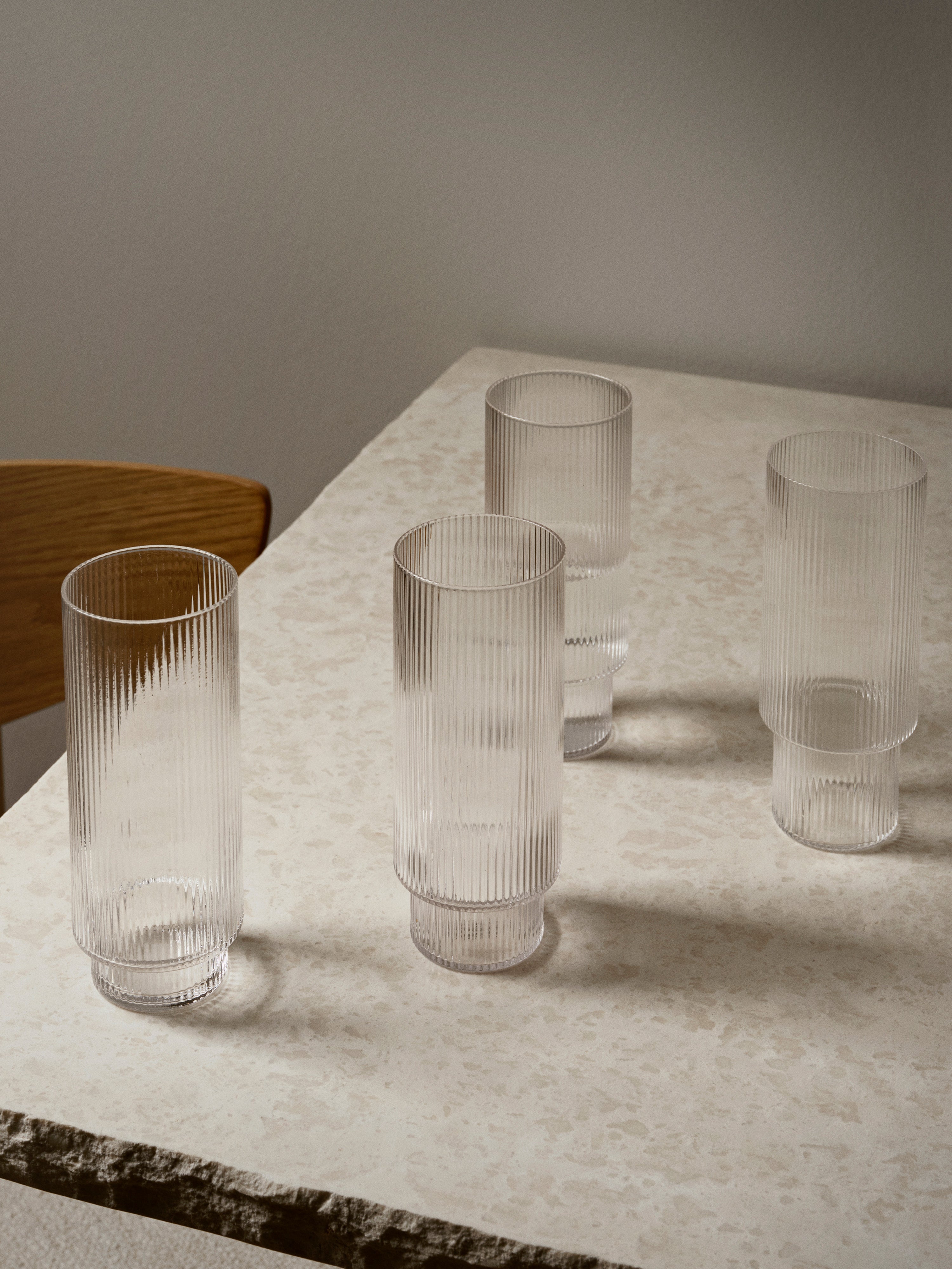Set van cocktailglazen RIPPLE LONG DRINK handgeblazen glas