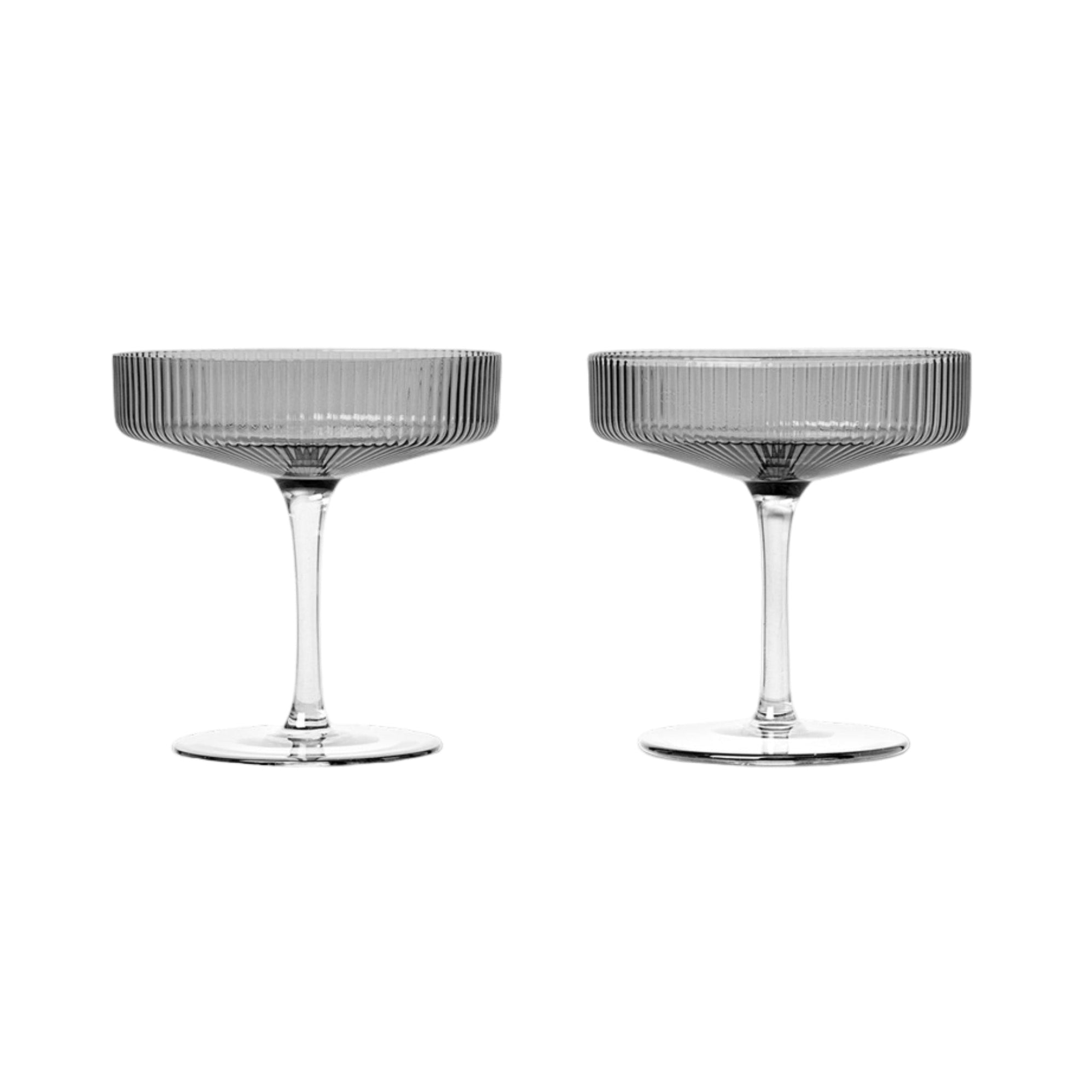 Set von Sektgläsern RIPPLE SAUCERS rauchiges Glas
