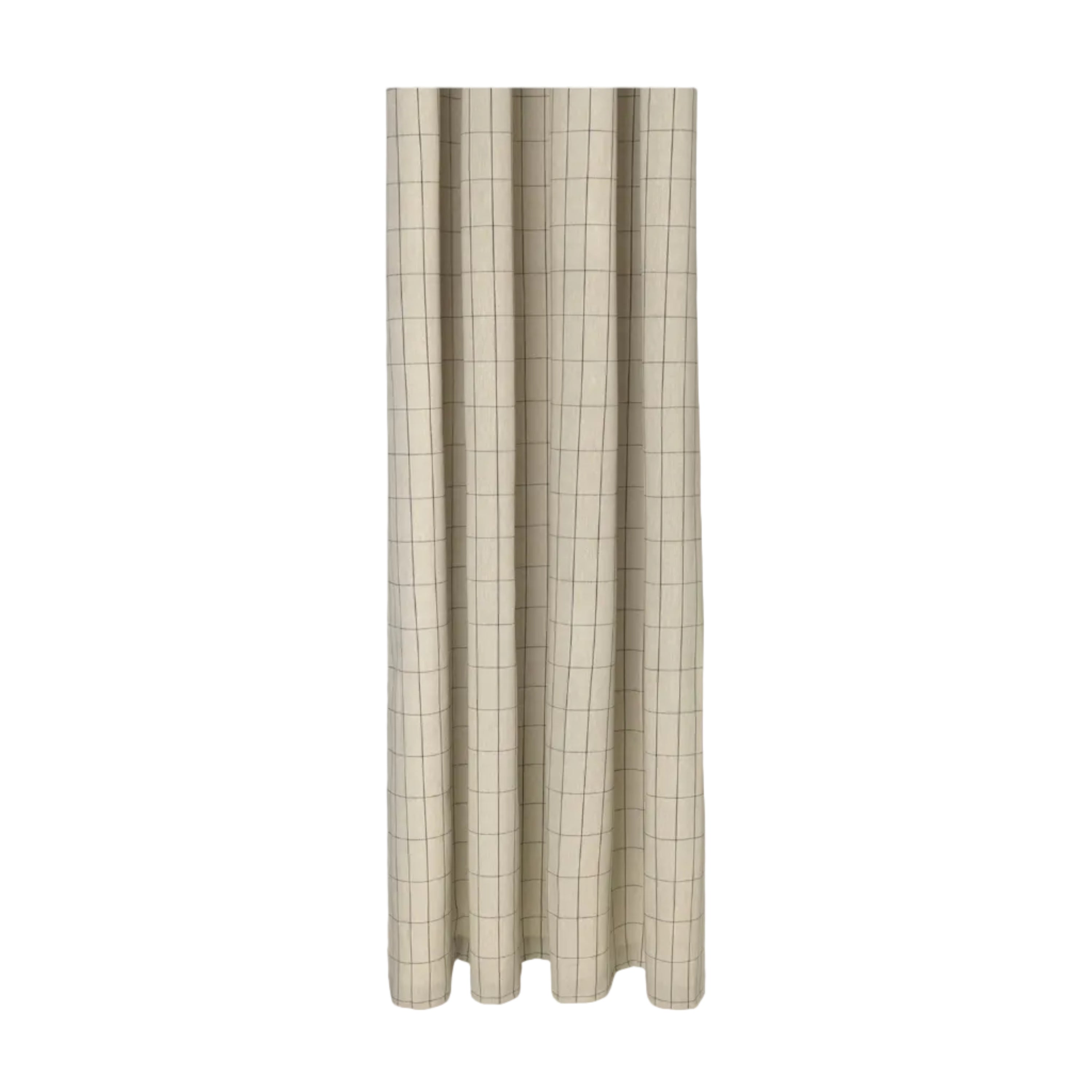 Douchgordijn CHAMBRAY beige met zwart ruitpatroon