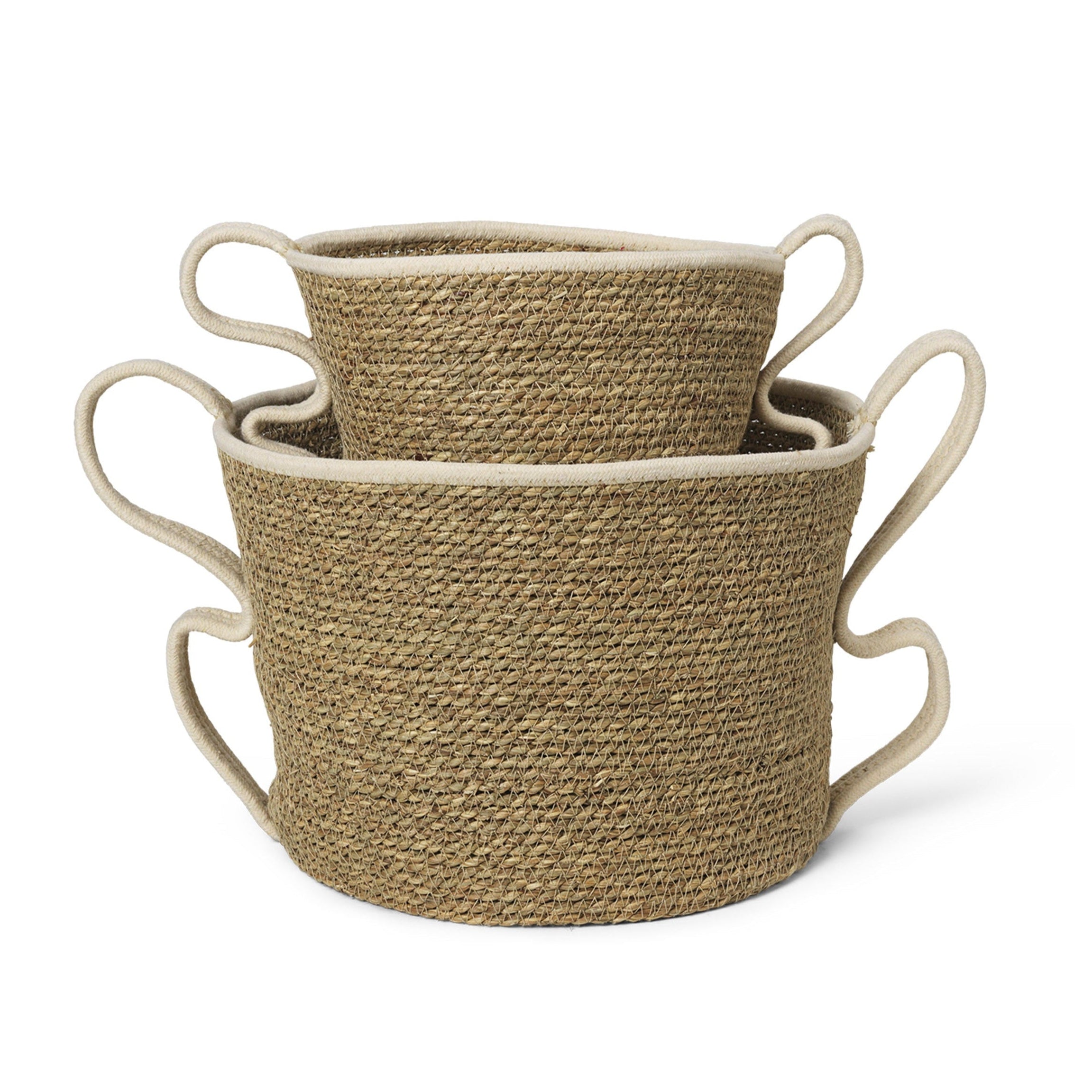 VERSO basket set in sea grass and cotton rope