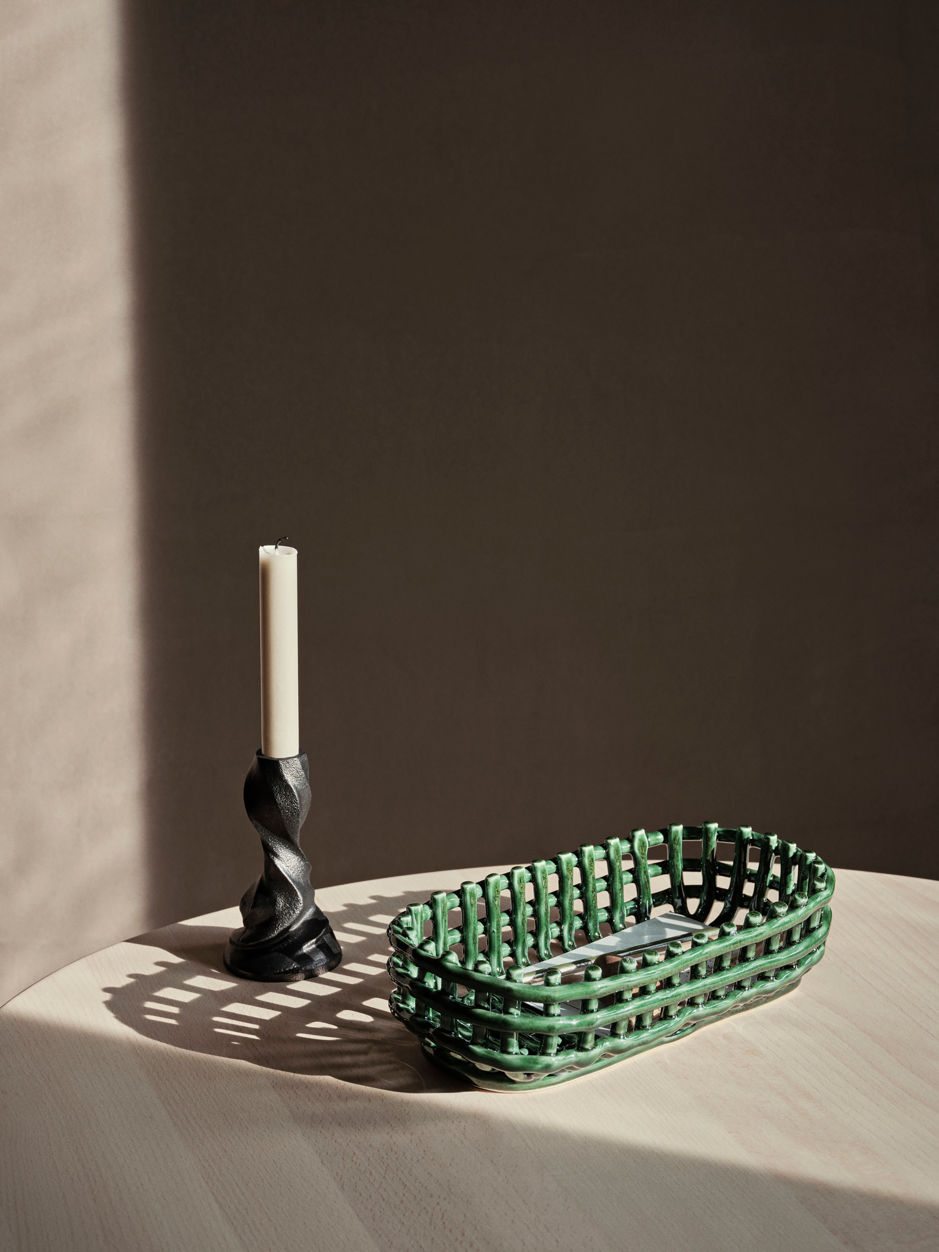 Ovale CERAMIC BASKET groene mand