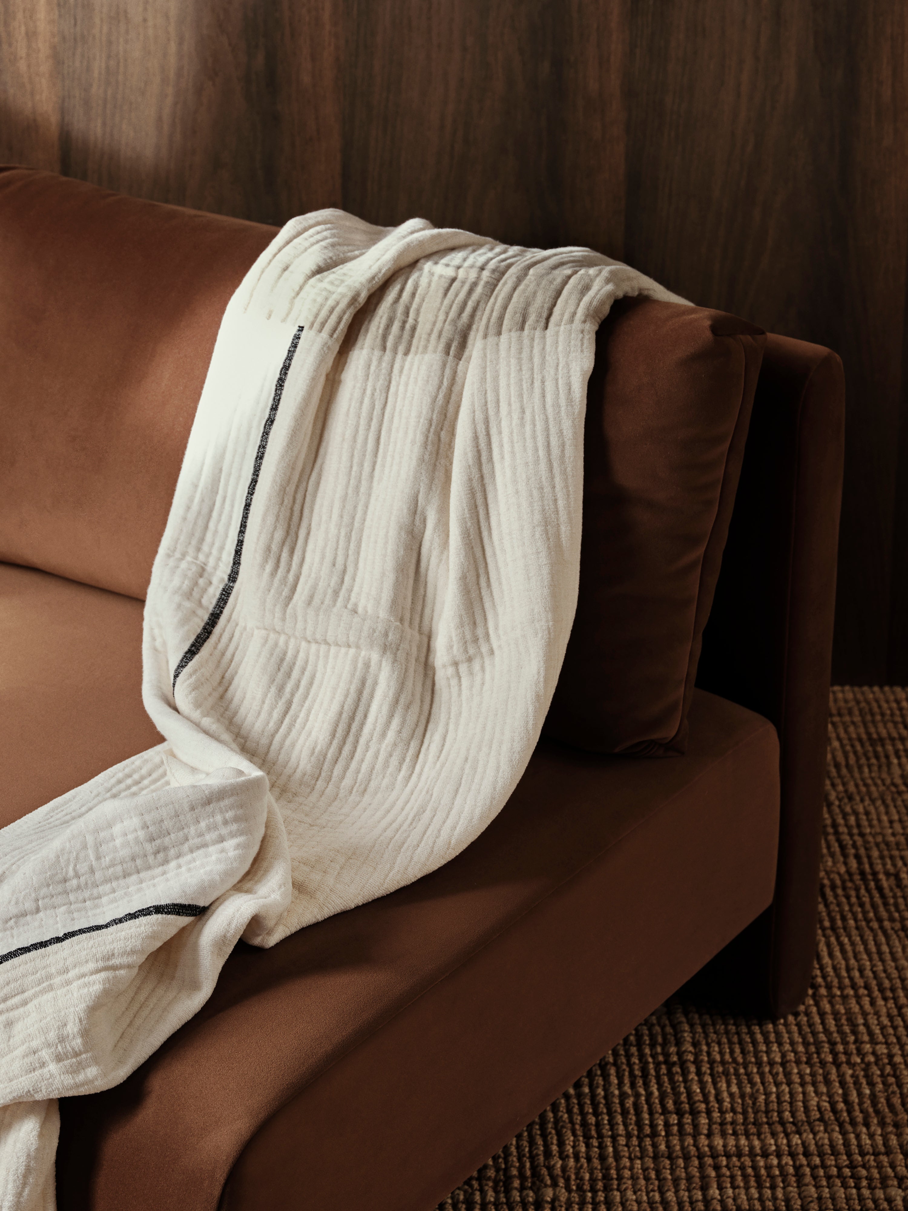 Dase modulares Sofa - weiches Bouclé dunkelbraunes Eckelement