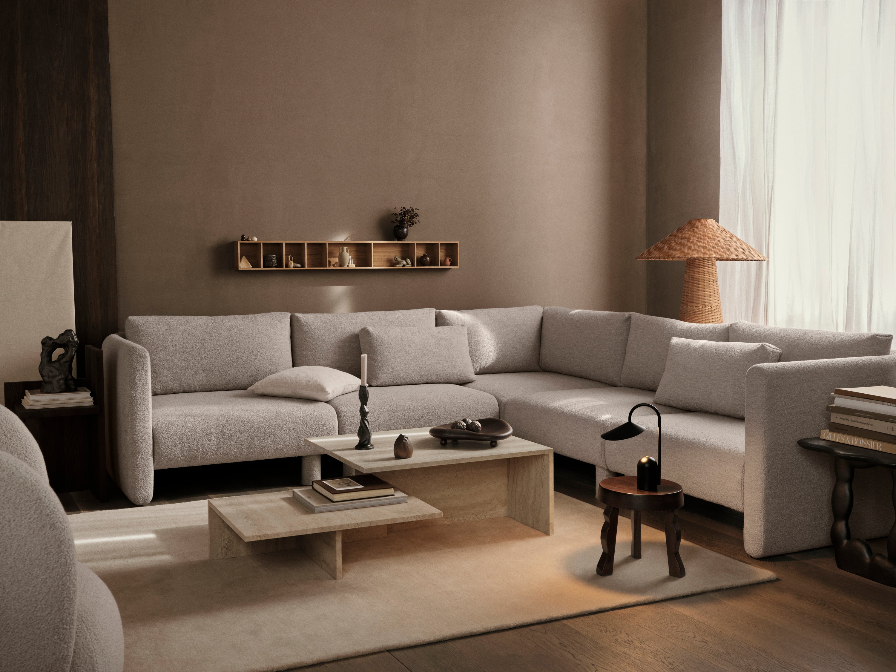 Modulaire bank DASE - rechterelement Soft Bouclé donkerbruin