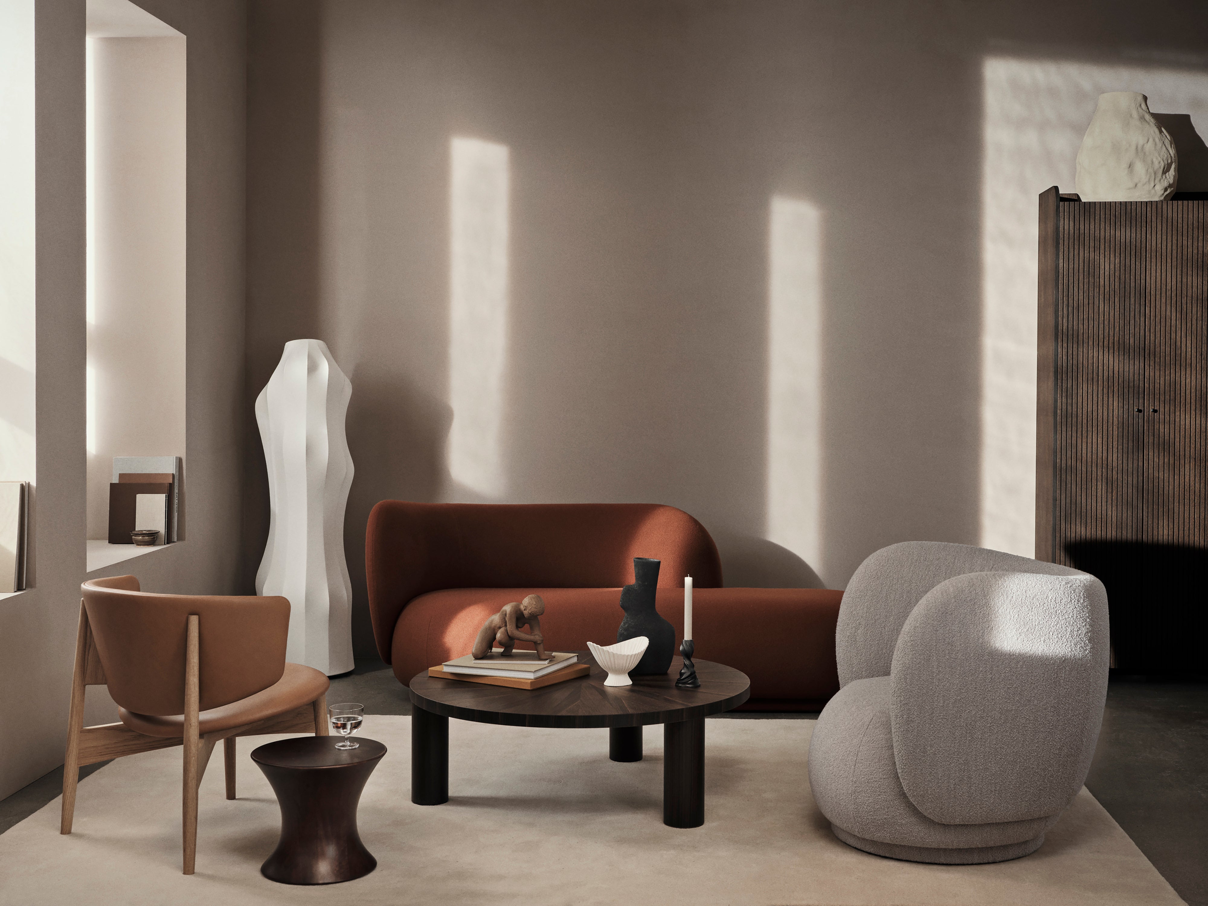 Left -hand sofa rico divan brushed warm gray