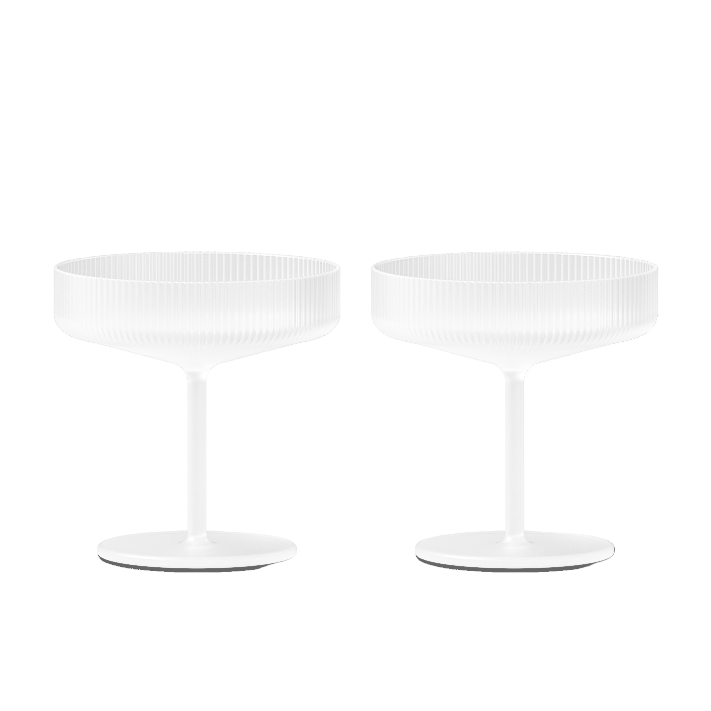 Set champagneglazen RIPPLE SAUCERS wit glas