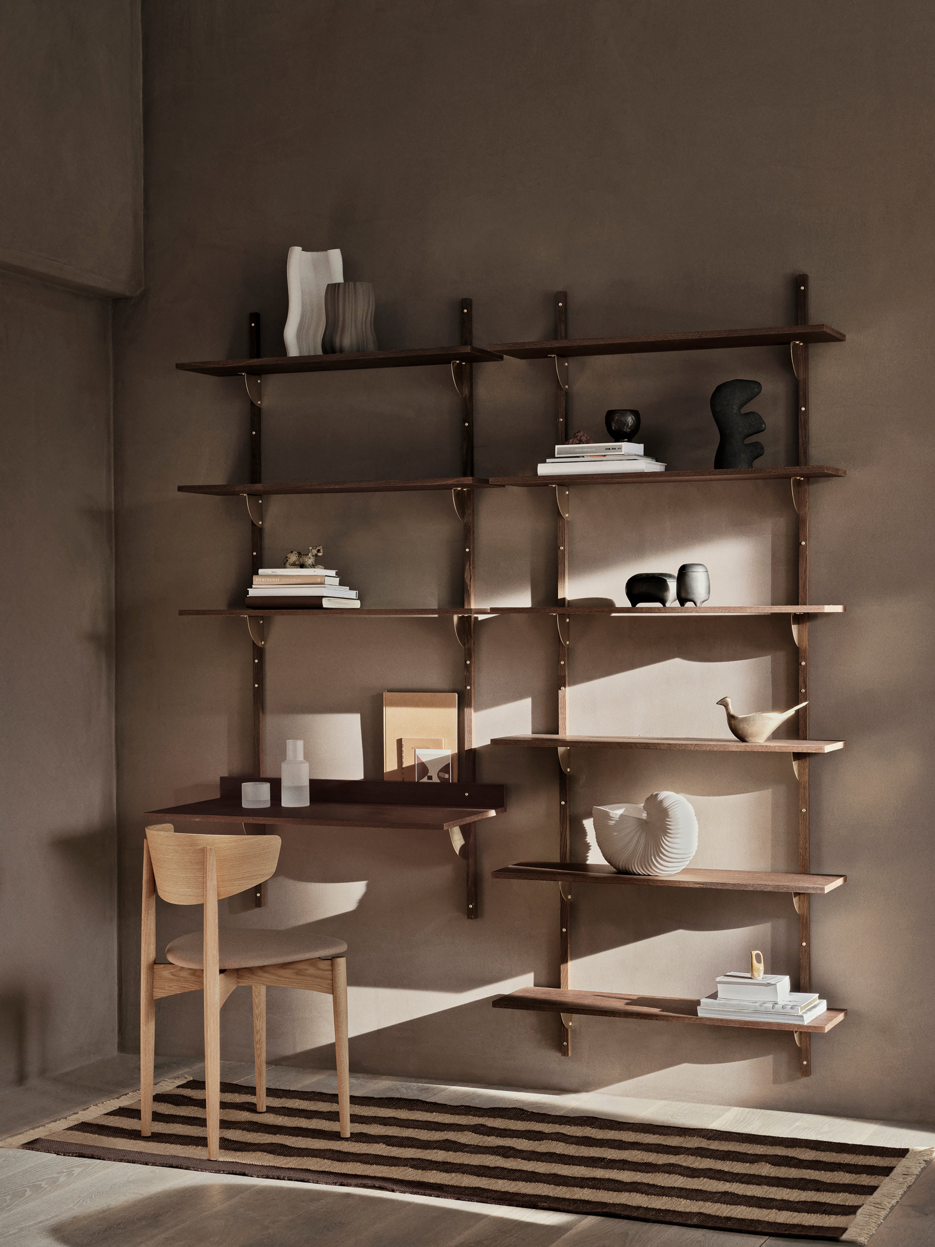 SECTOR DESK wall-mounted desk in smoked oak
