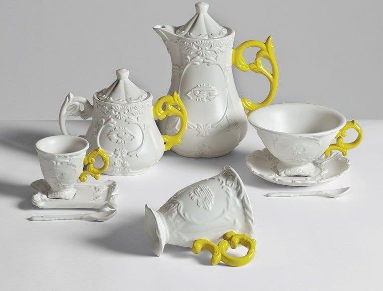 Filiżanka z łyżeczką i spodkiem I-WARES I-TEA zielony Seletti Eye on Design