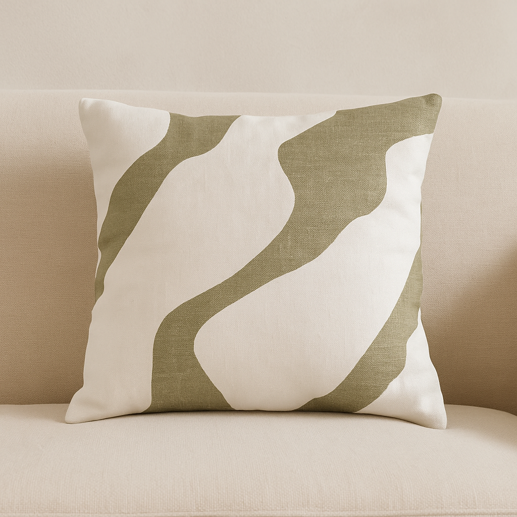 Kussen FLUSSO crème met groen