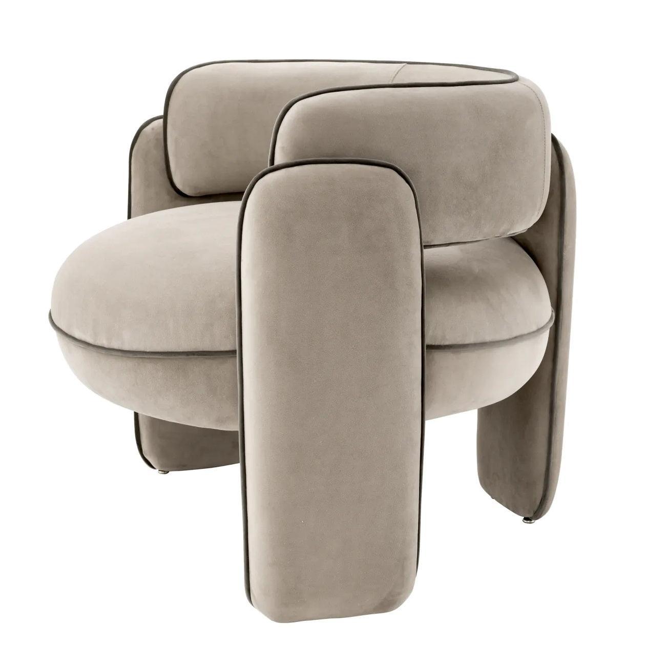 Fotel aksamitny CHAPLIN szary Eichholtz Eye on Design