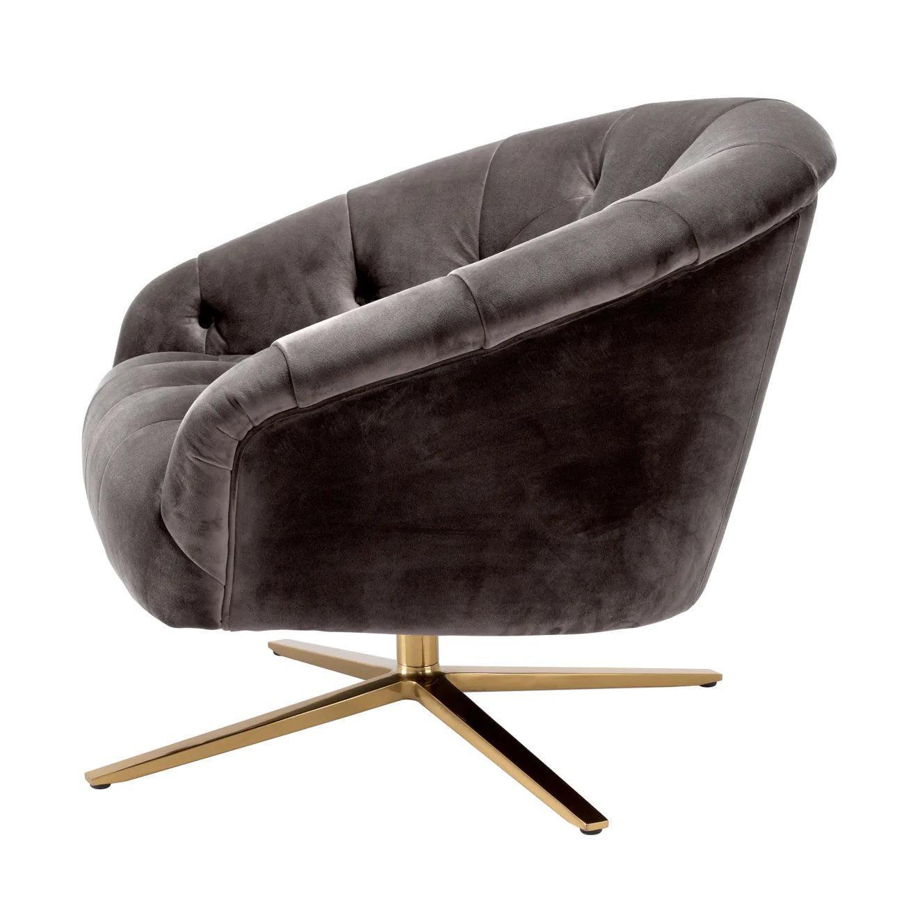 Fotel aksamitny obrotowy GARDNER szary Eichholtz Eye on Design