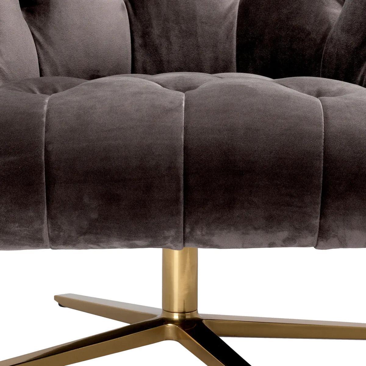 Fotel aksamitny obrotowy GARDNER szary Eichholtz Eye on Design