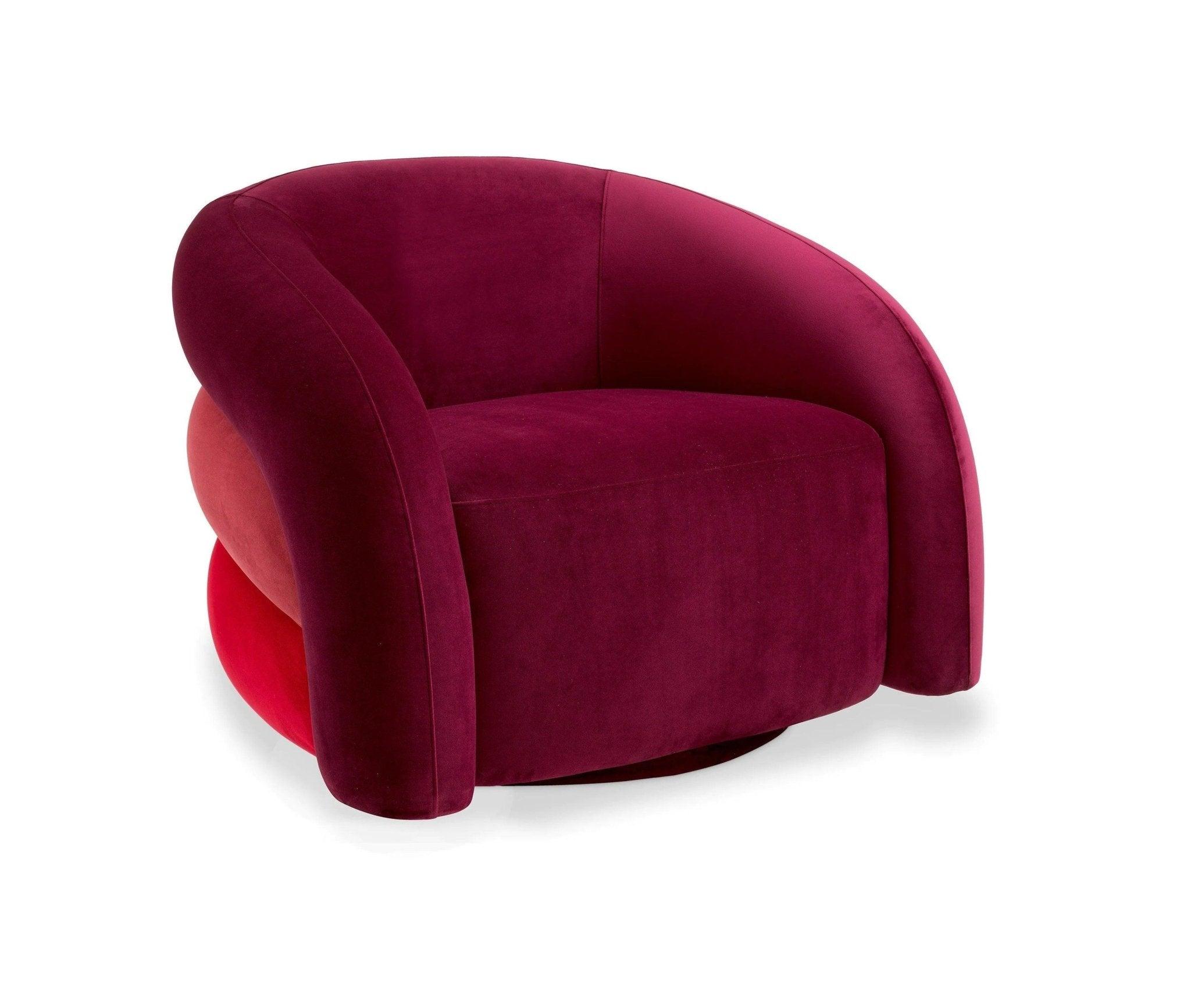 Fotel aksamitny obrotowy NOVELLE bordowy Eichholtz Eye on Design