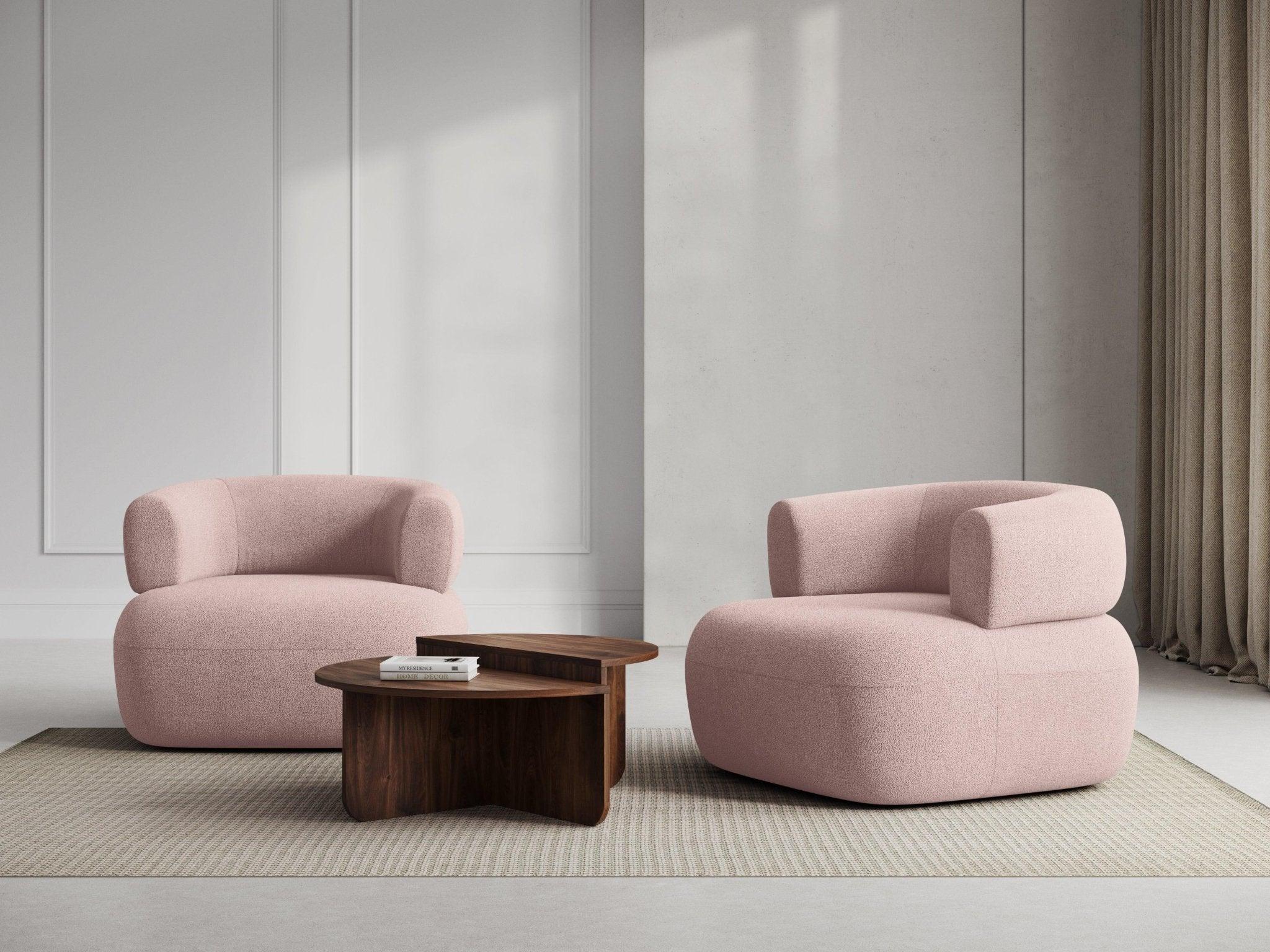 Fotel ALDRIN pudrowy róż boucle Windsor & Co Eye on Design