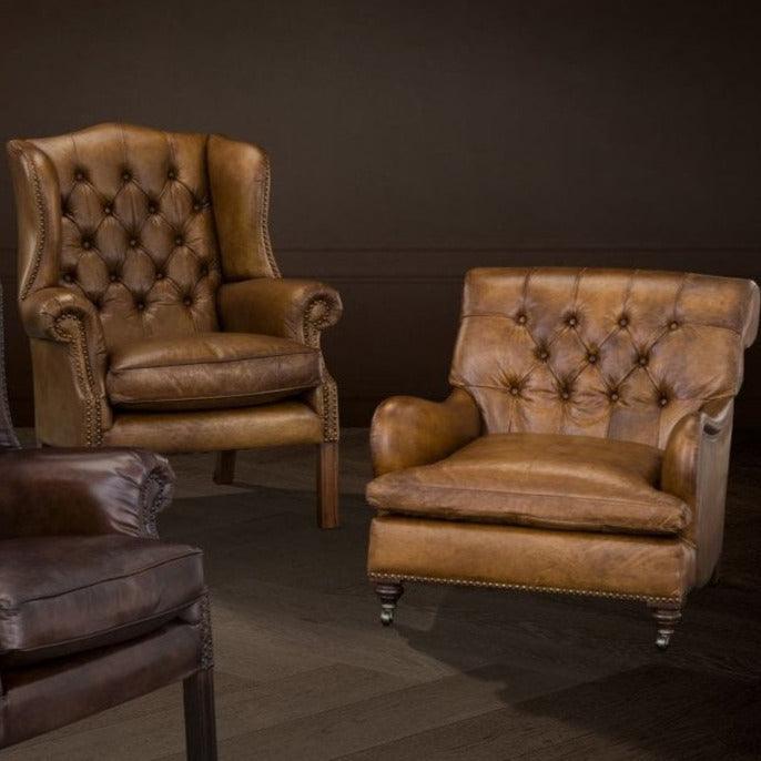 Fotel CALEDONIAN brązowa skóra Eichholtz Eye on Design