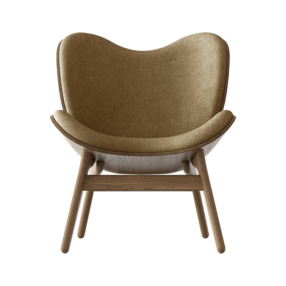 Fotel CONVERSATION PIECE karmelowy z ciemno dębową podstawą UMAGE Eye on Design