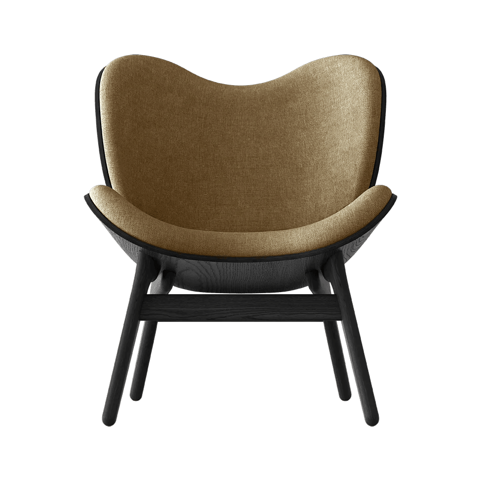Fotel CONVERSATION PIECE karmelowy z czarną podstawą UMAGE Eye on Design